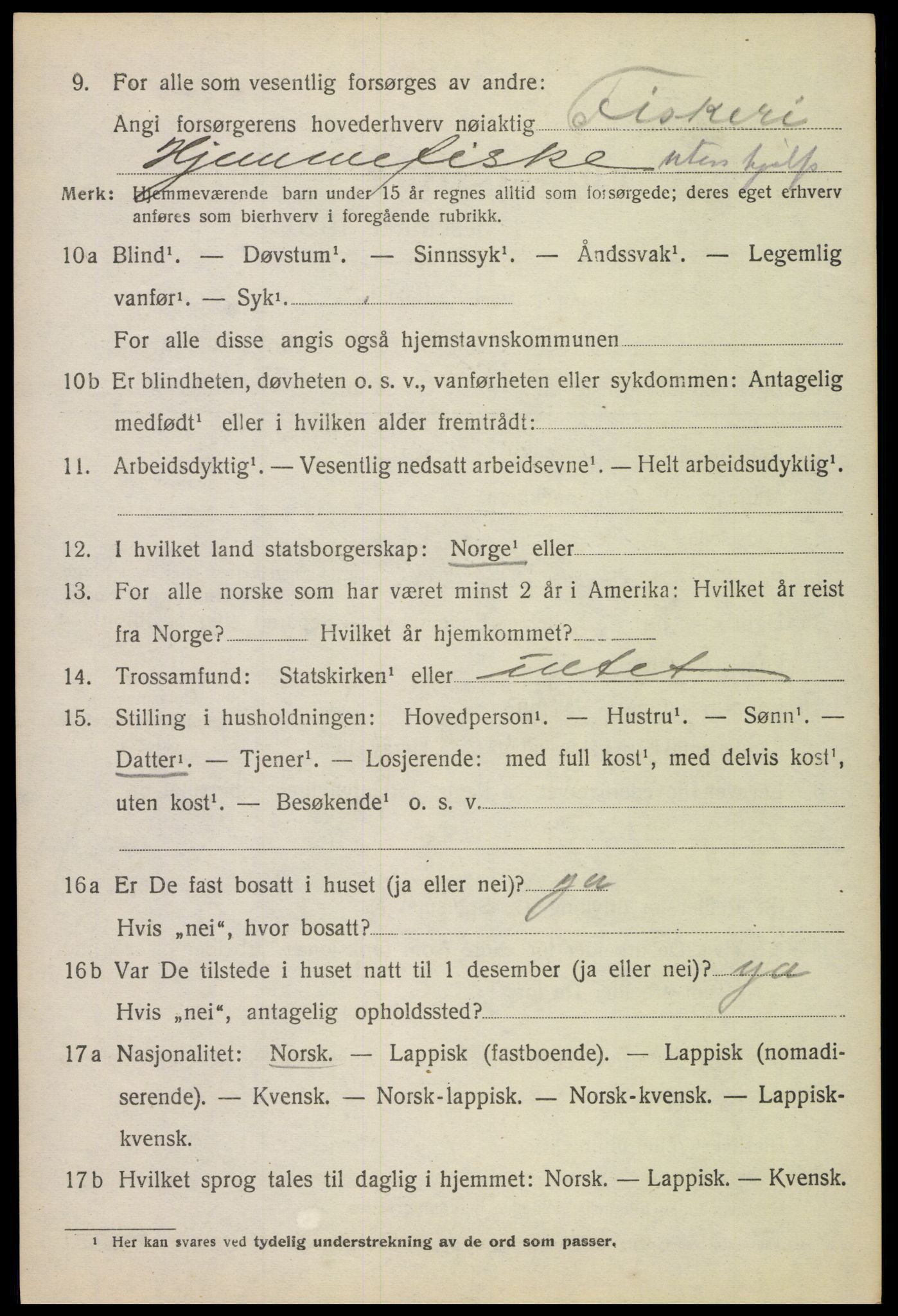 SAT, 1920 census for Hadsel, 1920, p. 5265