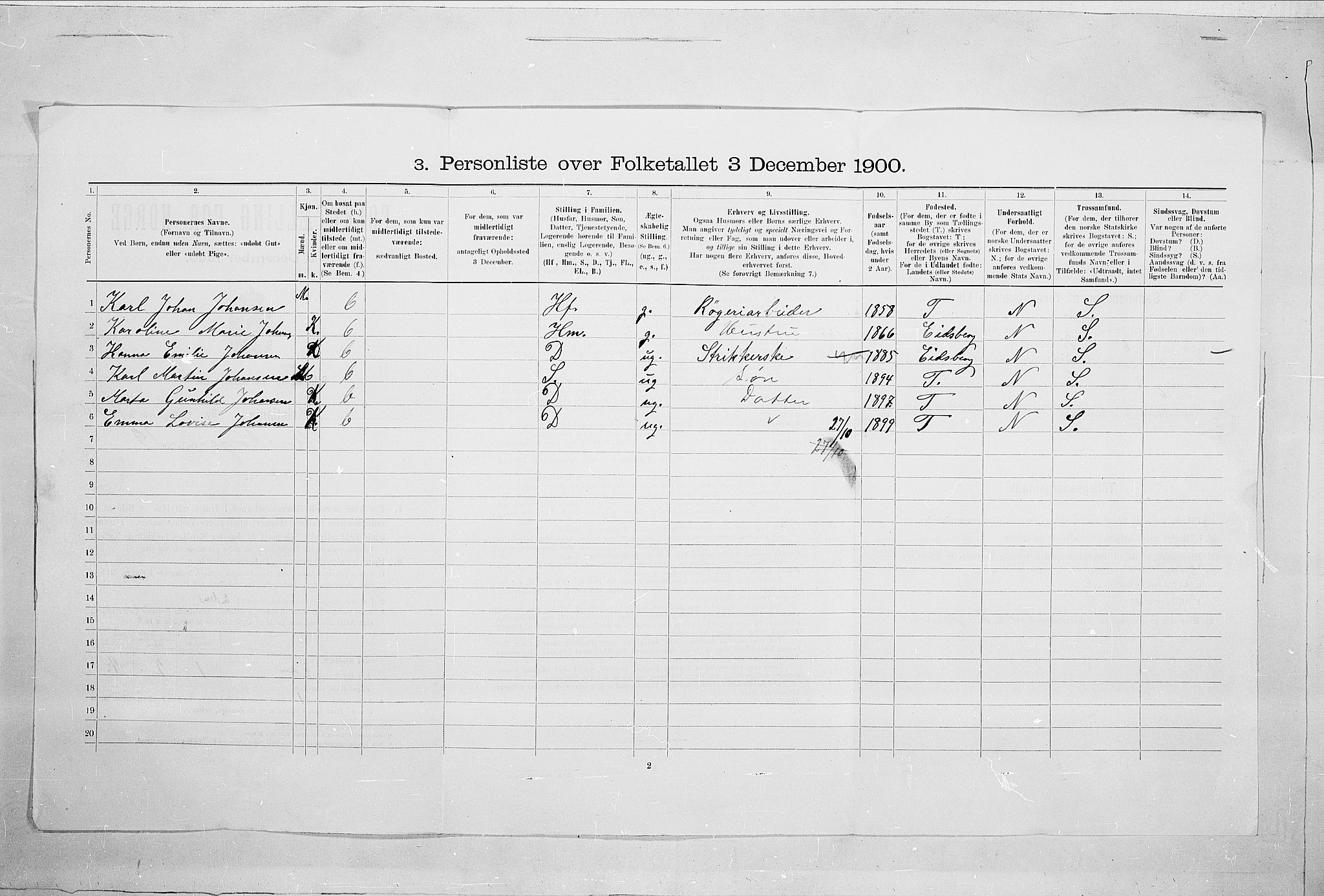 SAO, 1900 census for Kristiania, 1900, p. 108433