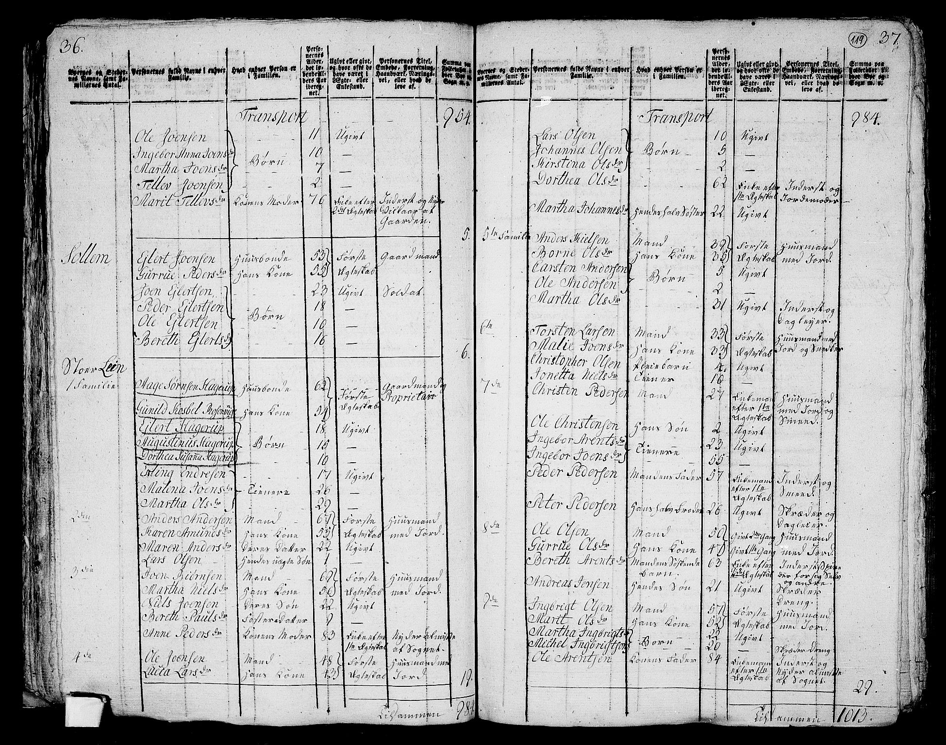RA, 1801 census for 1717P Frosta, 1801, p. 118b-119a