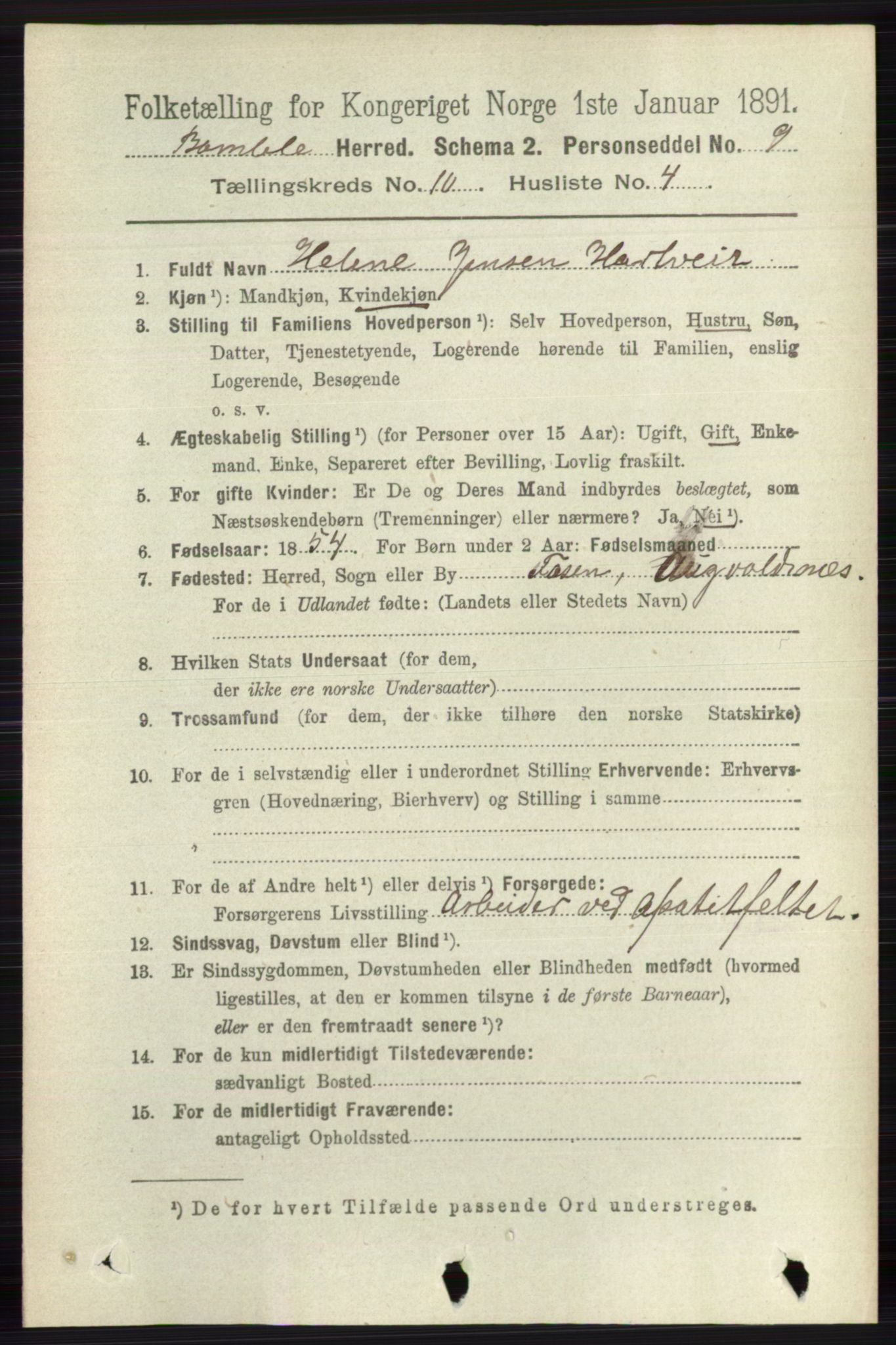 RA, 1891 census for 0814 Bamble, 1891, p. 5800