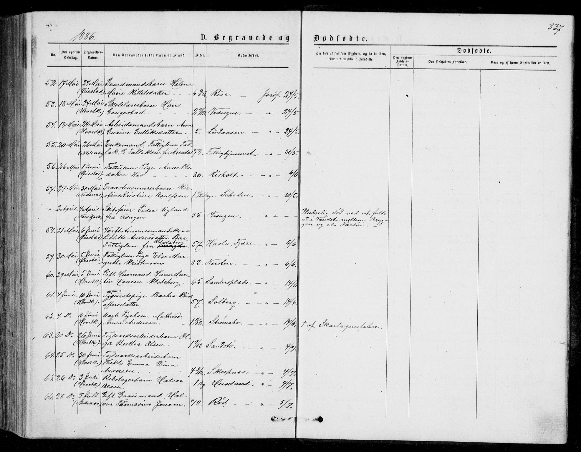 Øyestad sokneprestkontor, AV/SAK-1111-0049/F/Fb/L0008: Parish register (copy) no. B 8, 1872-1886, p. 337