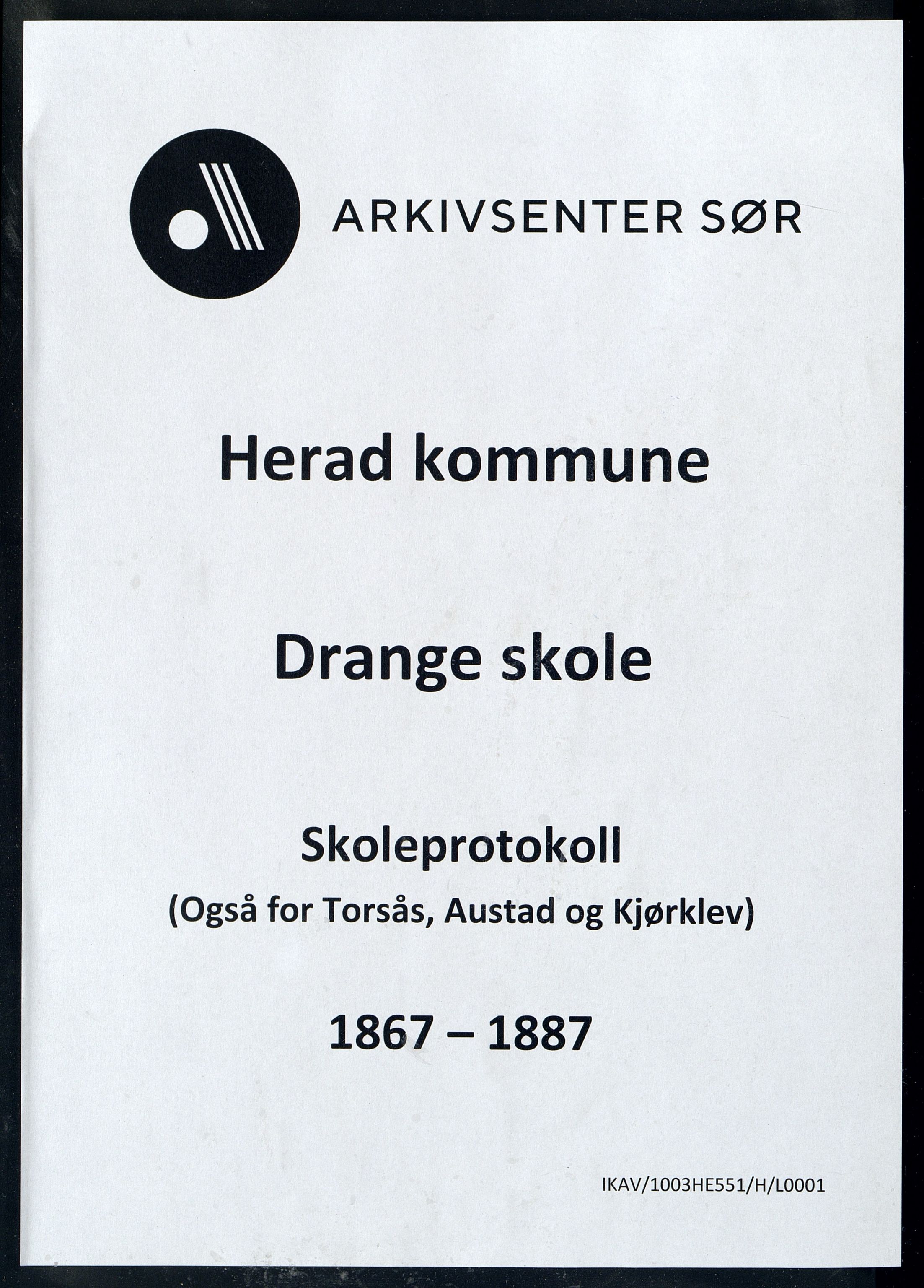 Herad kommune - Drange Skole, ARKSOR/1003HE551/H/L0001: Skoleprotokoll, 1867-1887