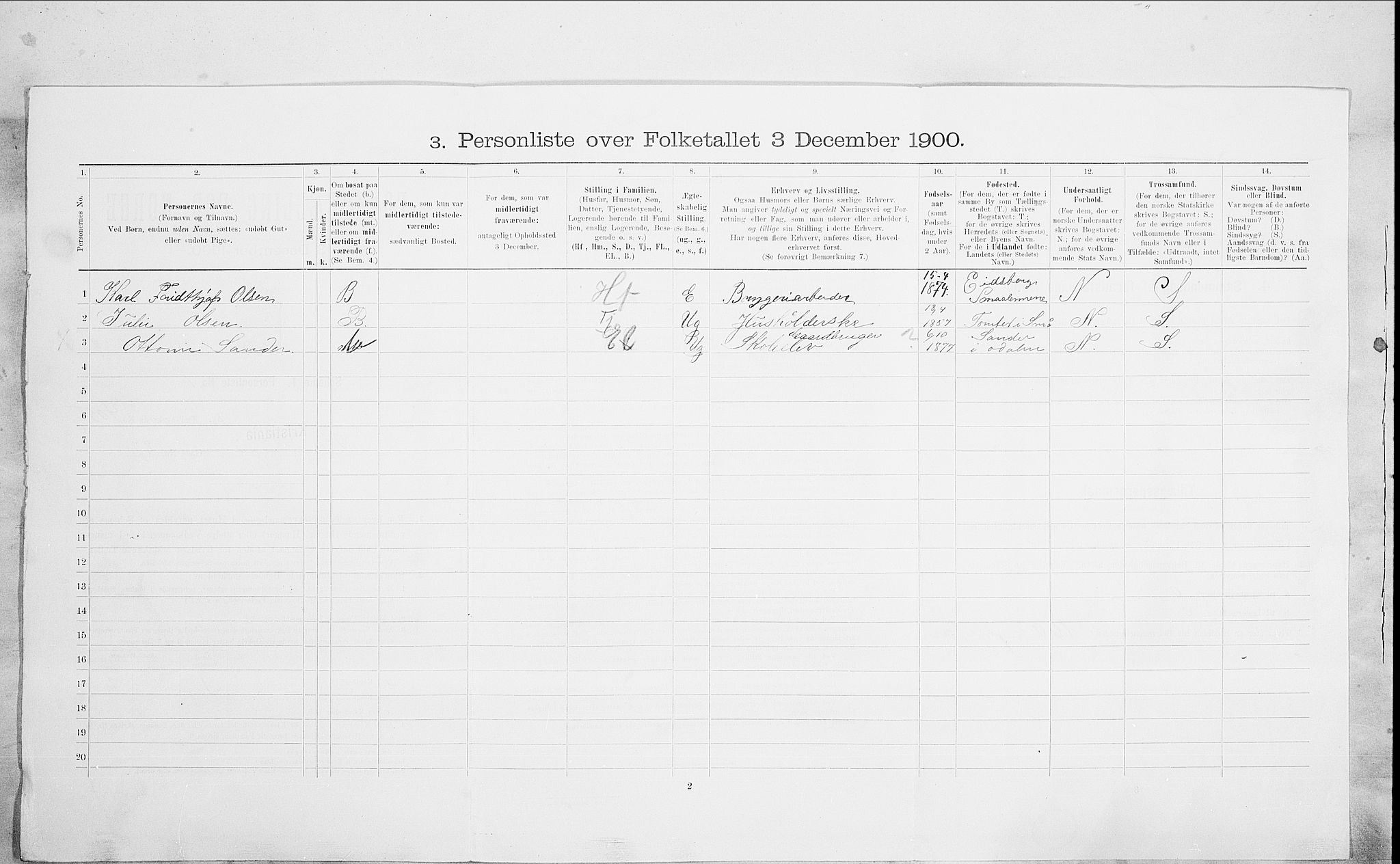 SAO, 1900 census for Kristiania, 1900, p. 90895