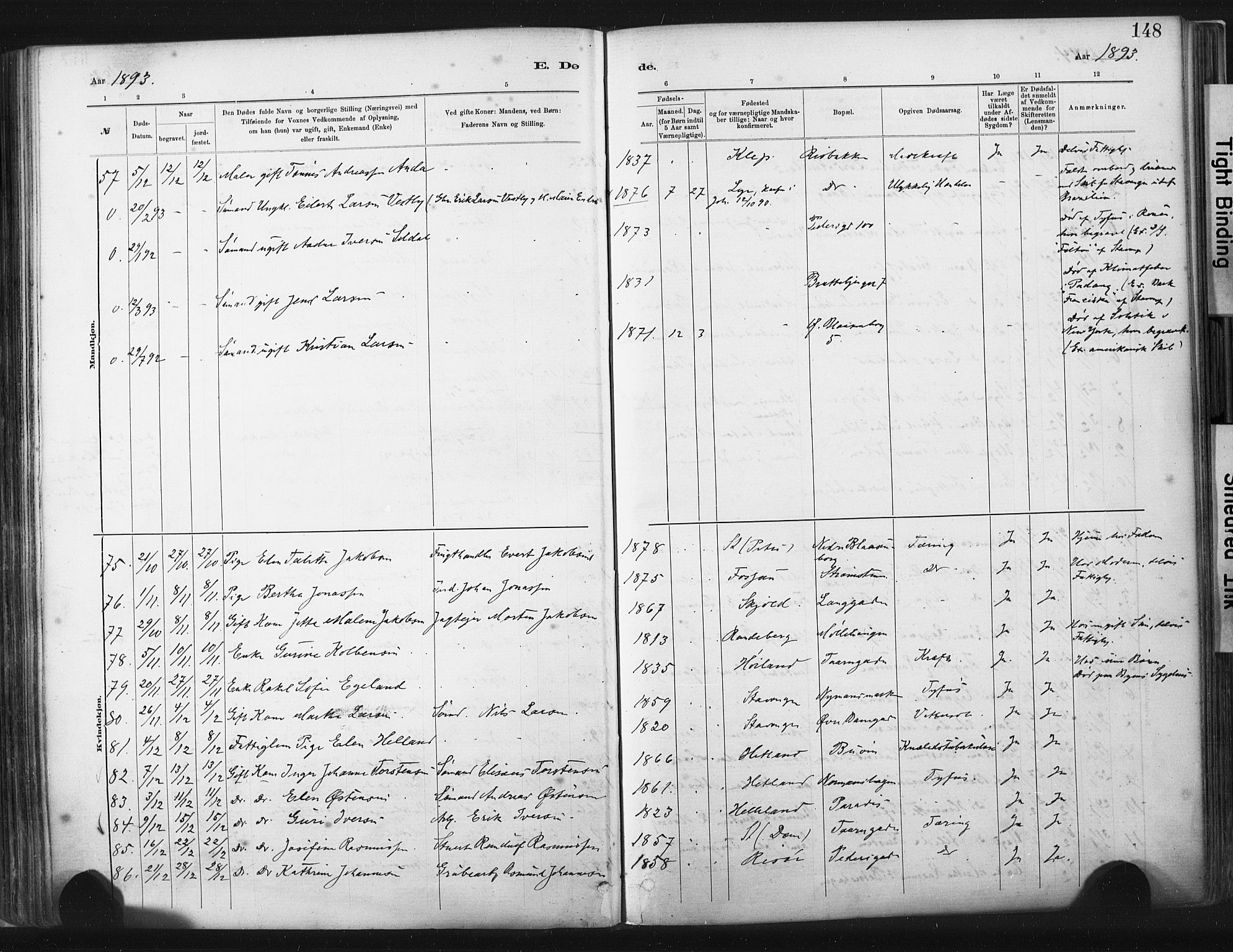 St. Johannes sokneprestkontor, AV/SAST-A-101814/001/30/30BA/L0003: Parish register (official) no. A 3, 1885-1910, p. 148