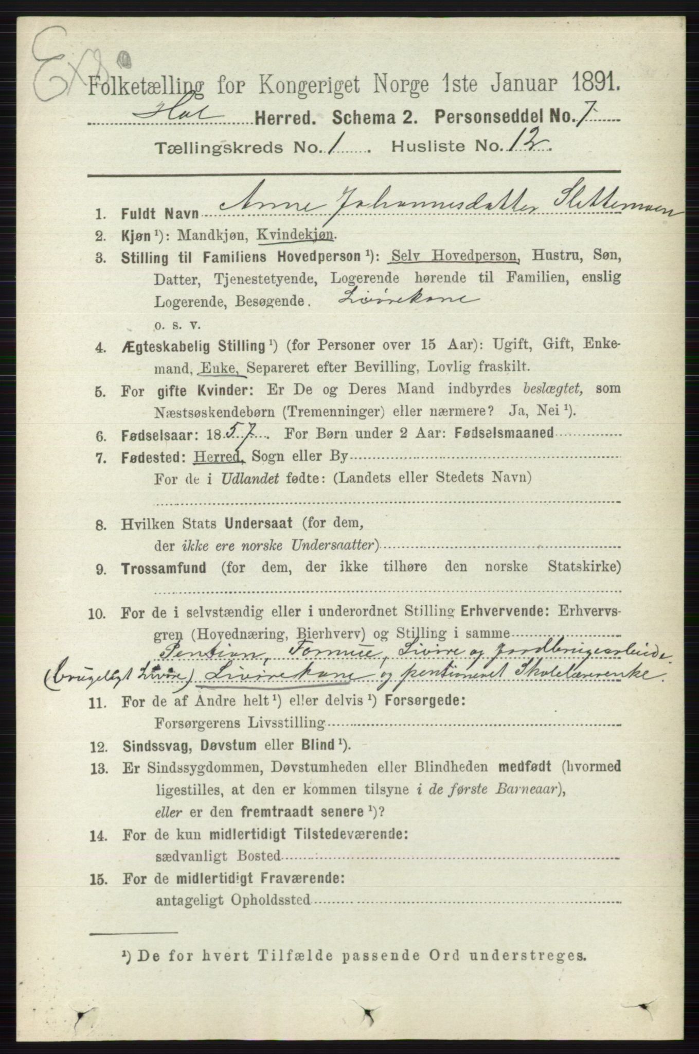 RA, 1891 census for 0620 Hol, 1891, p. 130