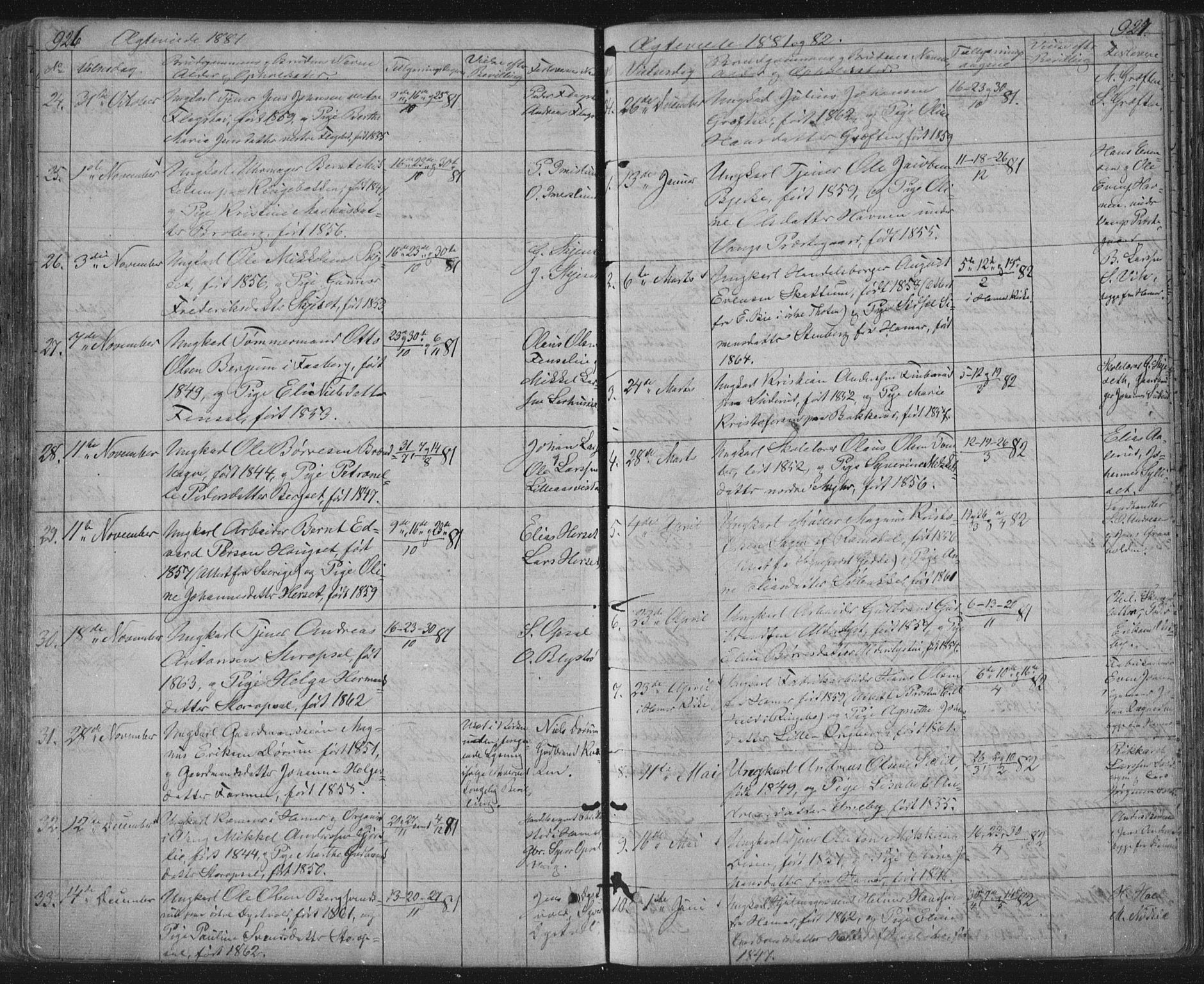 Vang prestekontor, Hedmark, AV/SAH-PREST-008/H/Ha/Hab/L0010B: Parish register (copy) no. 10b, 1854-1896, p. 926-927