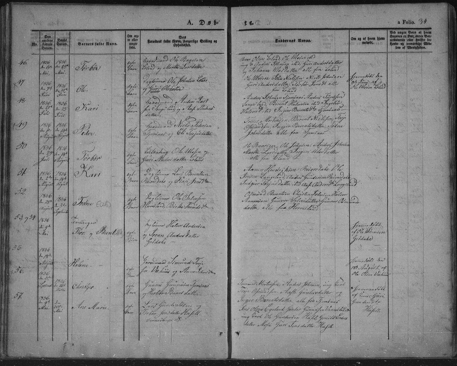 Vennesla sokneprestkontor, AV/SAK-1111-0045/Fa/Fac/L0004: Parish register (official) no. A 4, 1834-1855, p. 34