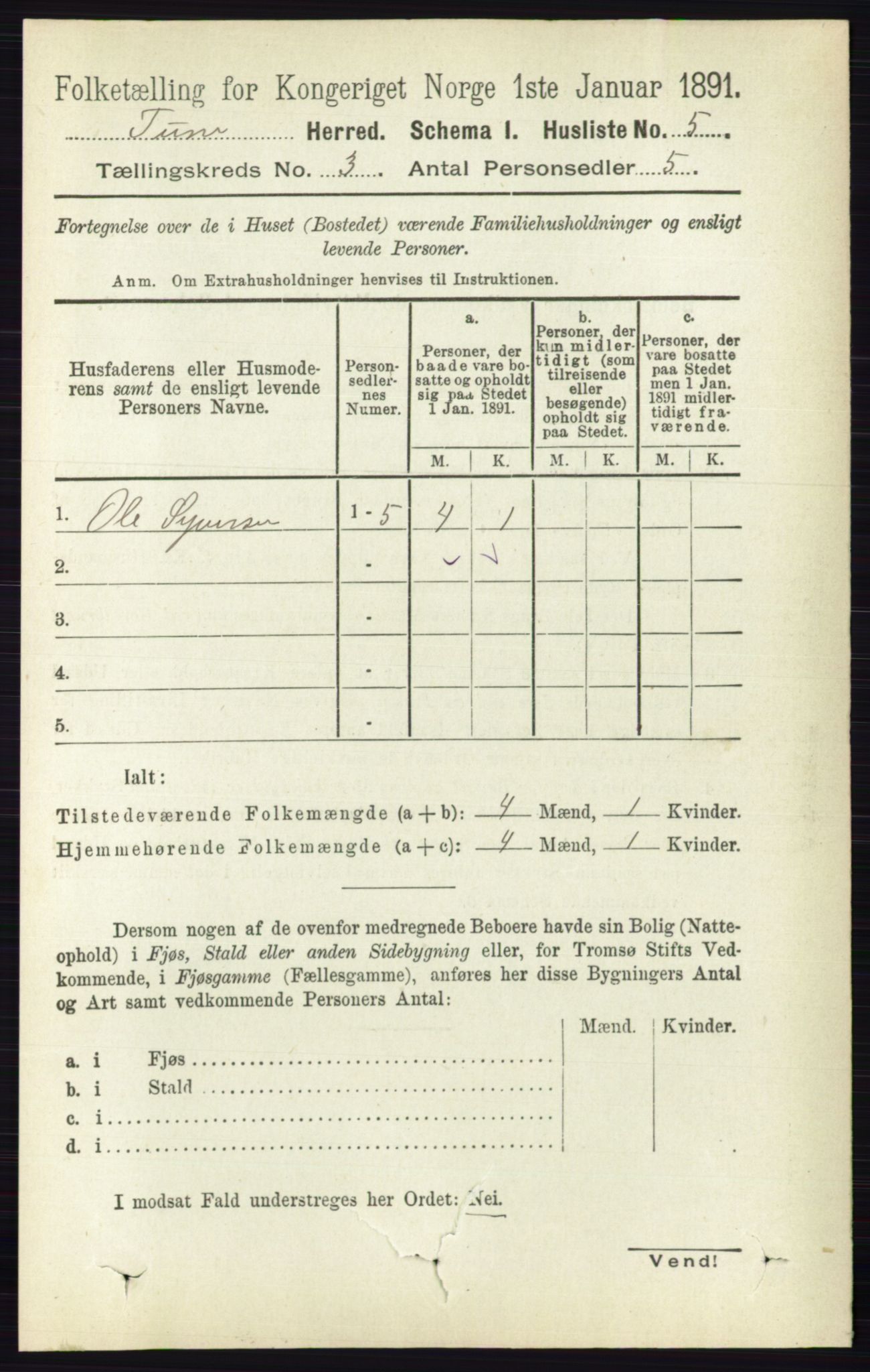 RA, 1891 census for 0130 Tune, 1891, p. 1404