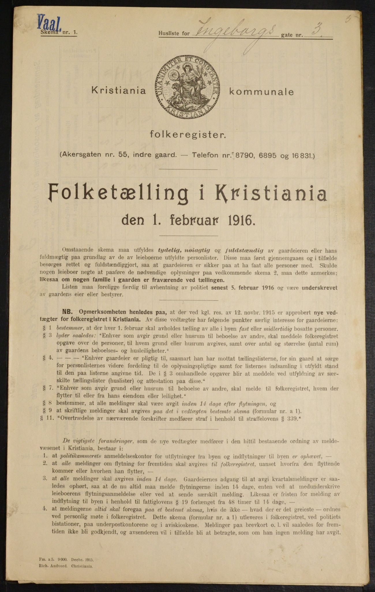 OBA, Municipal Census 1916 for Kristiania, 1916, p. 44674