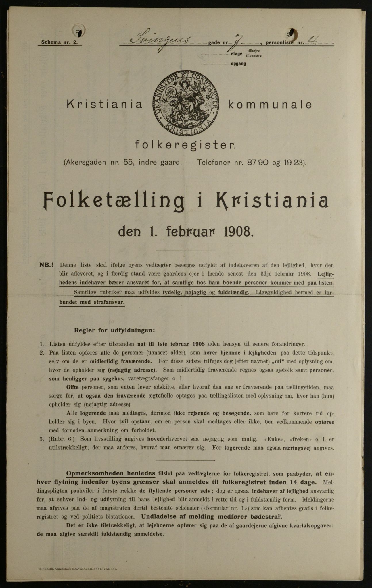 OBA, Municipal Census 1908 for Kristiania, 1908, p. 95441