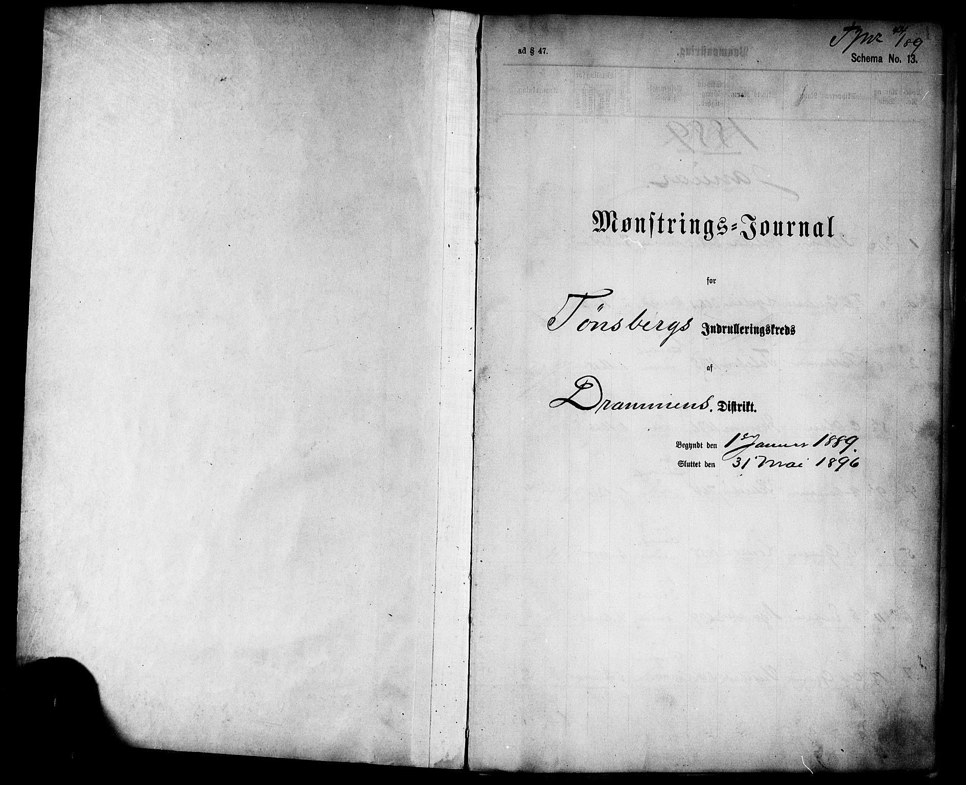 Tønsberg innrulleringskontor, AV/SAKO-A-786/H/Ha/L0004: Mønstringsjournal, 1889-1896, p. 2