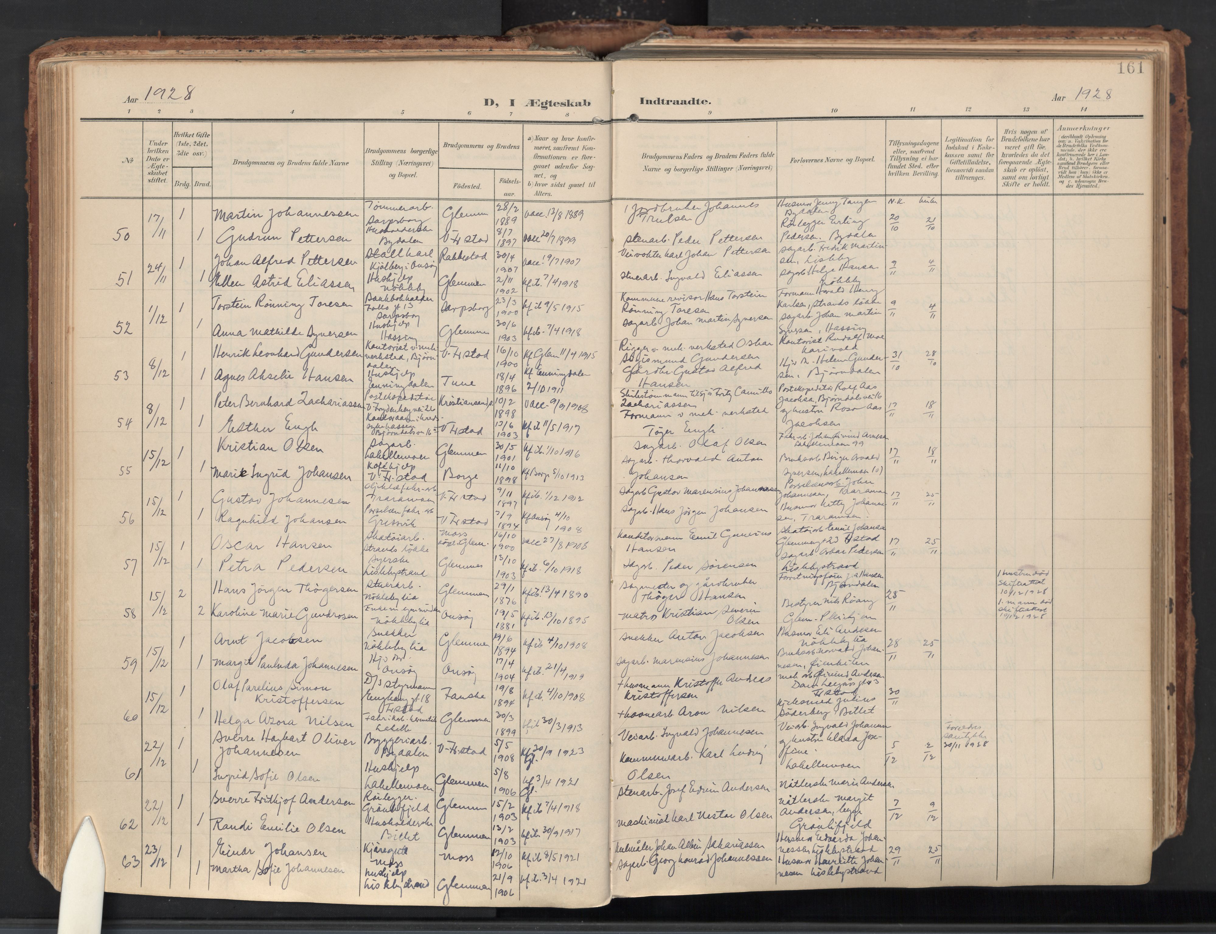 Glemmen prestekontor Kirkebøker, AV/SAO-A-10908/F/Fa/L0016: Parish register (official) no. 16, 1903-1937, p. 161