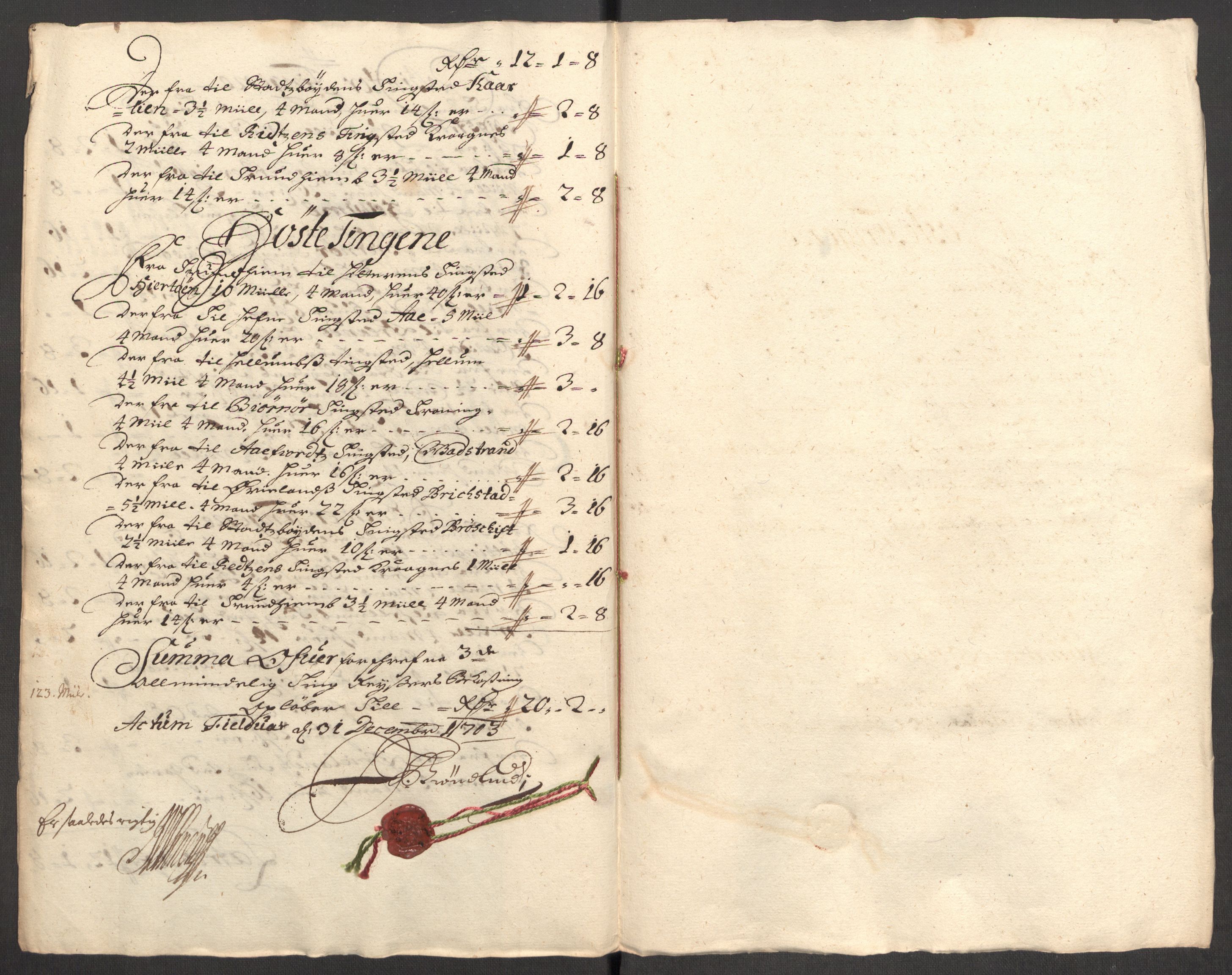 Rentekammeret inntil 1814, Reviderte regnskaper, Fogderegnskap, RA/EA-4092/R57/L3855: Fogderegnskap Fosen, 1702-1703, p. 375