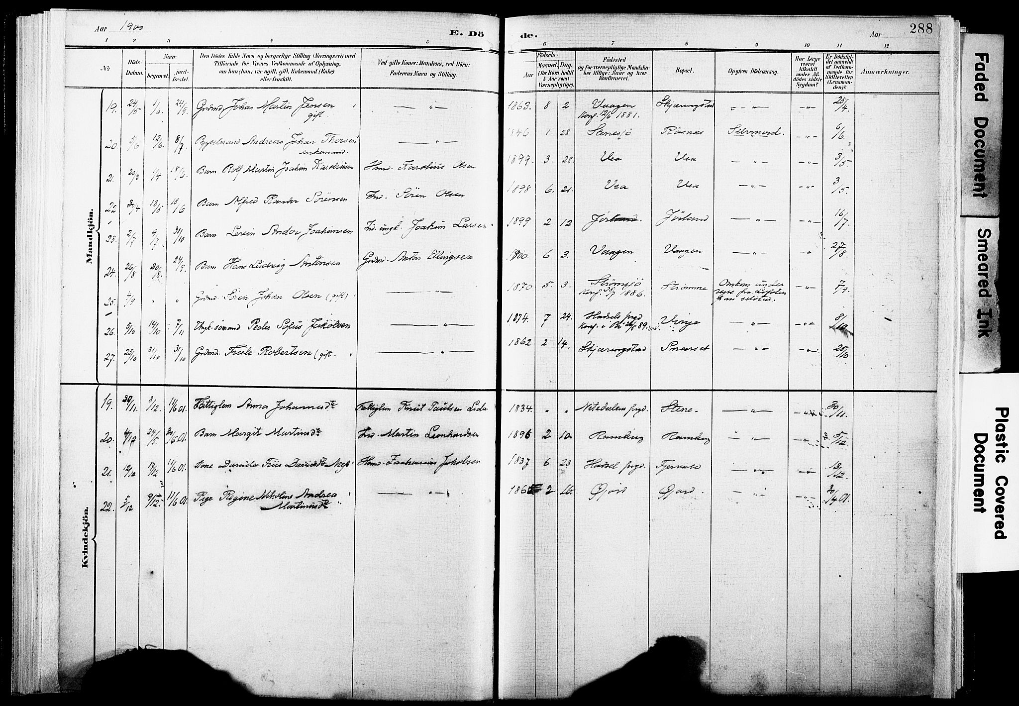 Ministerialprotokoller, klokkerbøker og fødselsregistre - Nordland, AV/SAT-A-1459/891/L1305: Parish register (official) no. 891A10, 1895-1921, p. 288