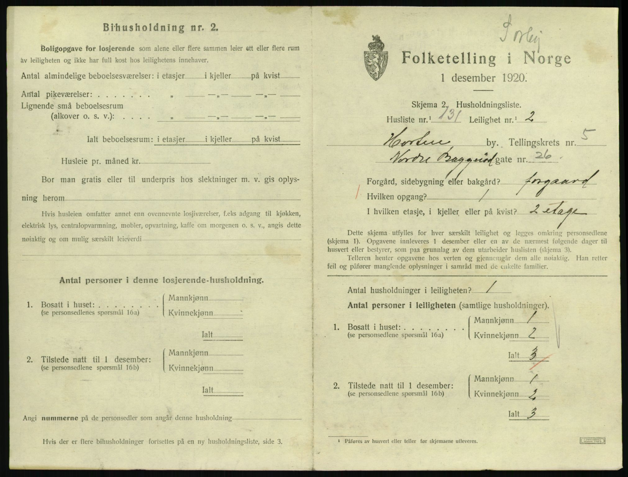 SAKO, 1920 census for Horten, 1920, p. 6115