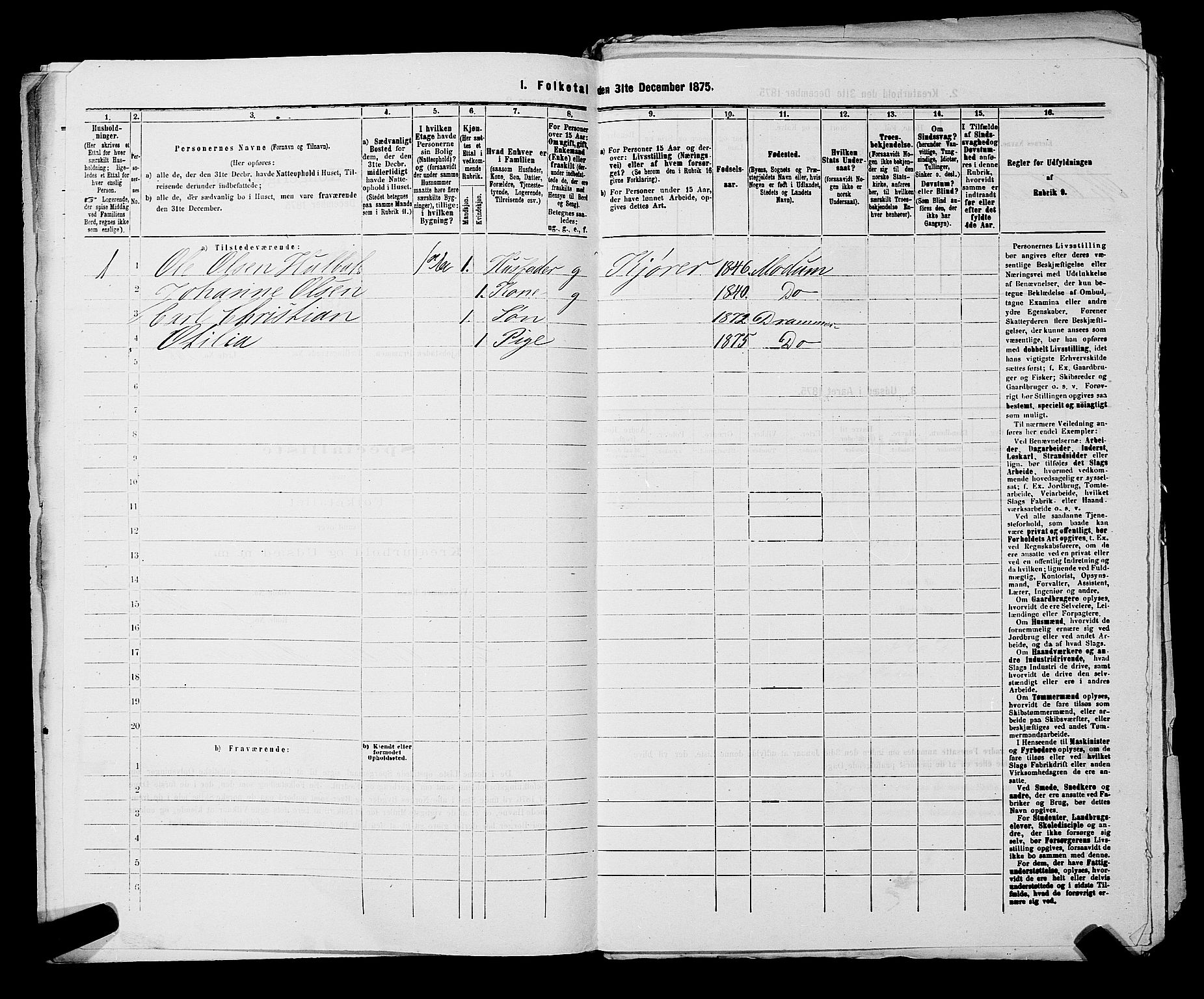 SAKO, 1875 census for 0602 Drammen, 1875, p. 605