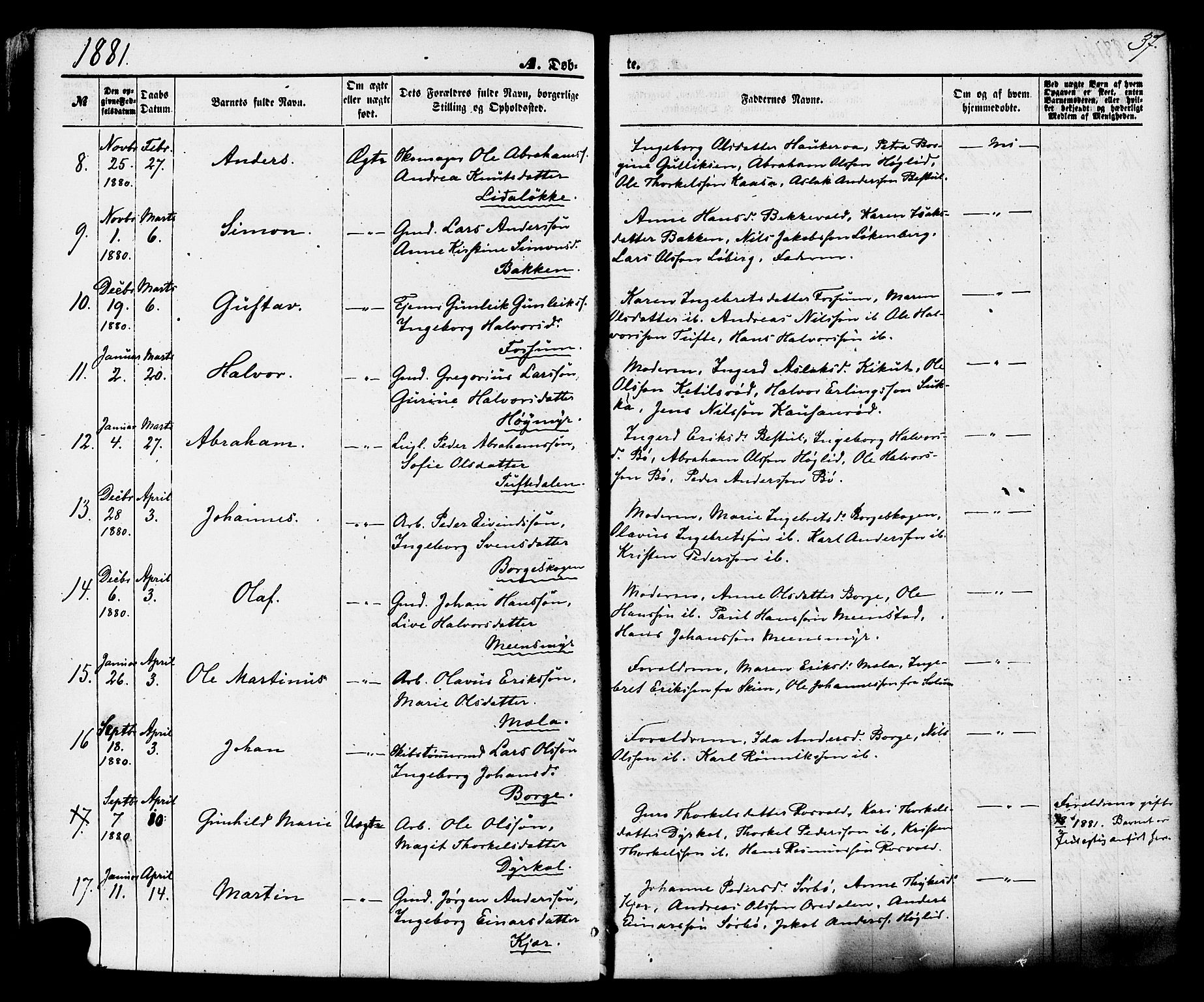 Gjerpen kirkebøker, SAKO/A-265/F/Fa/L0009: Parish register (official) no. I 9, 1872-1885, p. 37