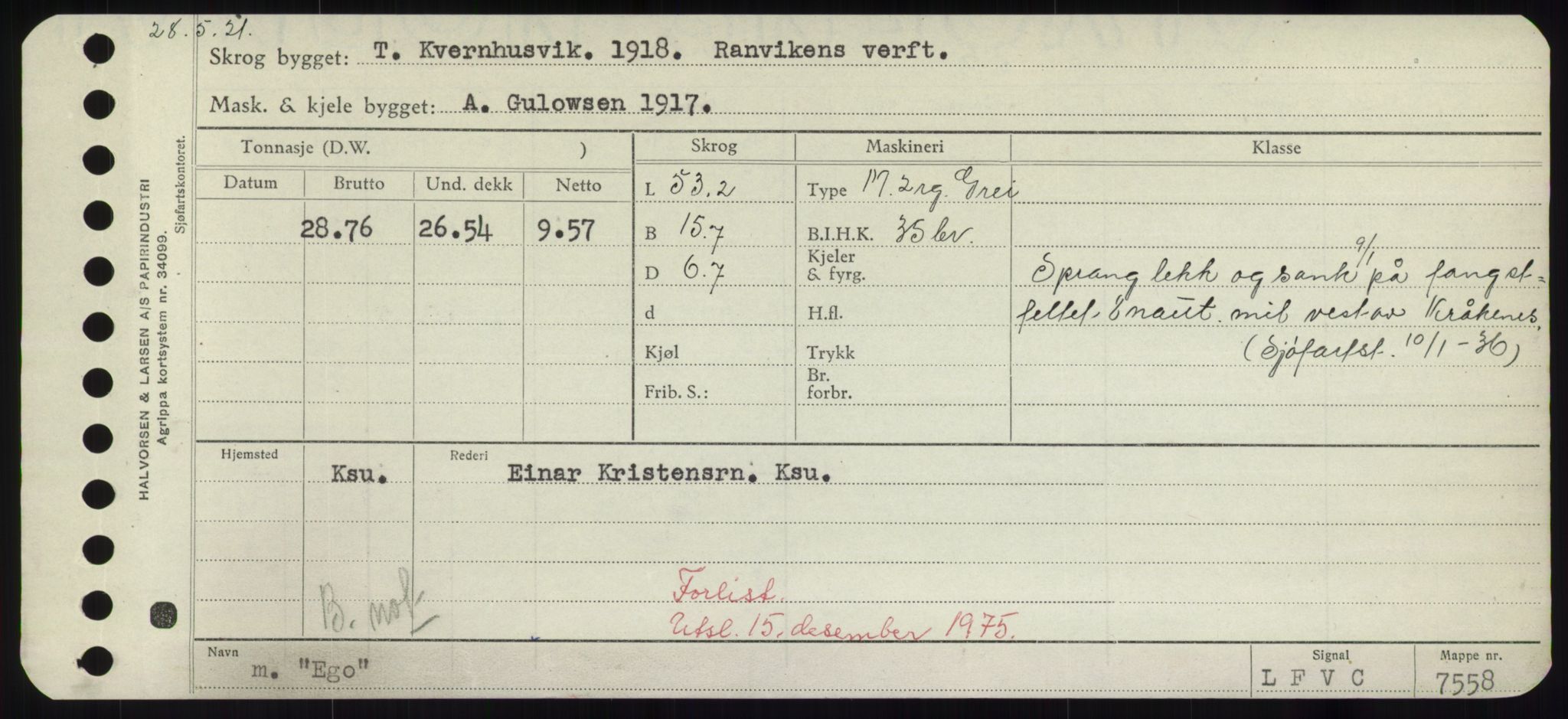 Sjøfartsdirektoratet med forløpere, Skipsmålingen, RA/S-1627/H/Hd/L0009: Fartøy, E, p. 99