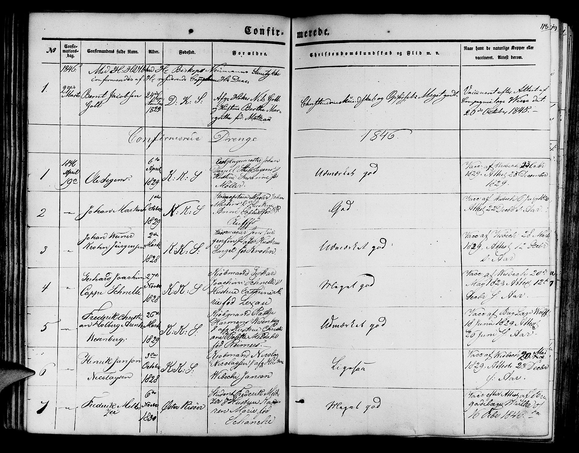 Korskirken sokneprestembete, SAB/A-76101/H/Hab: Parish register (copy) no. C 1, 1839-1868, p. 118