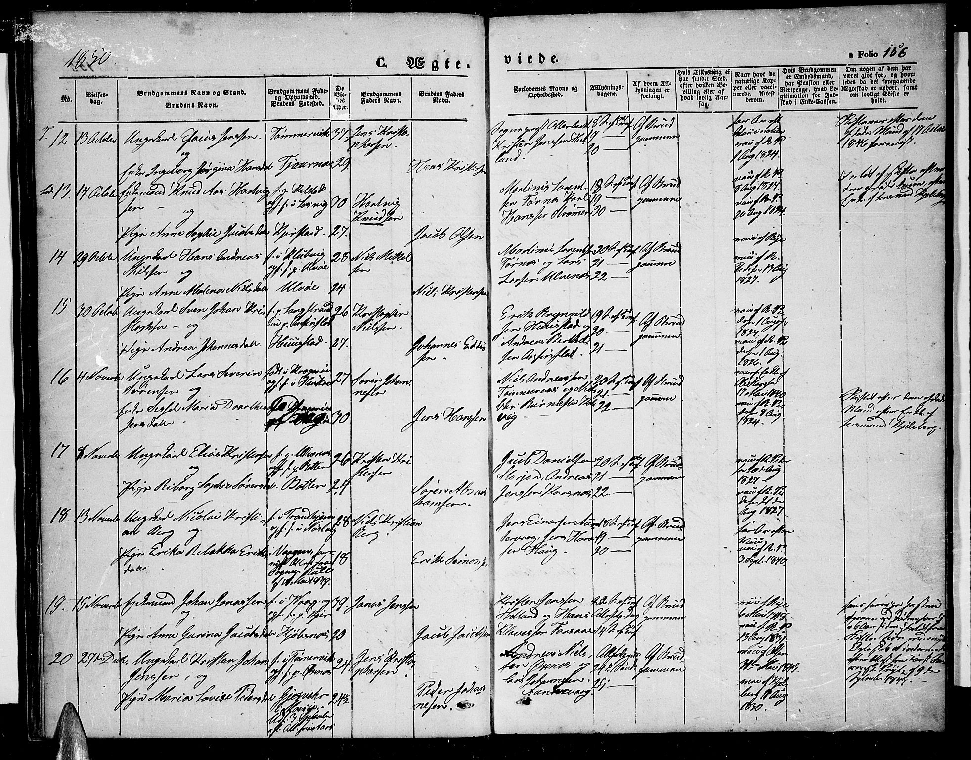 Ministerialprotokoller, klokkerbøker og fødselsregistre - Nordland, AV/SAT-A-1459/872/L1045: Parish register (copy) no. 872C01, 1840-1851, p. 156