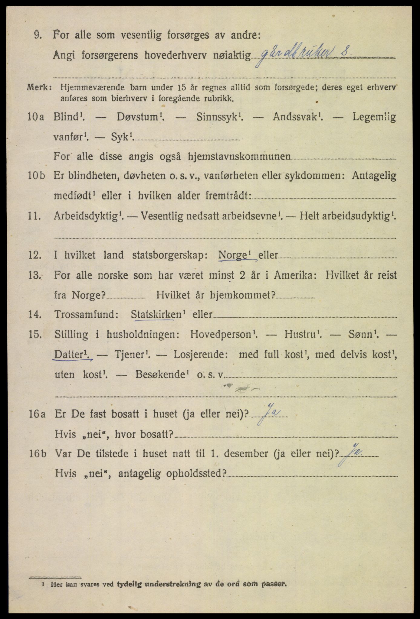SAK, 1920 census for Gyland, 1920, p. 1787