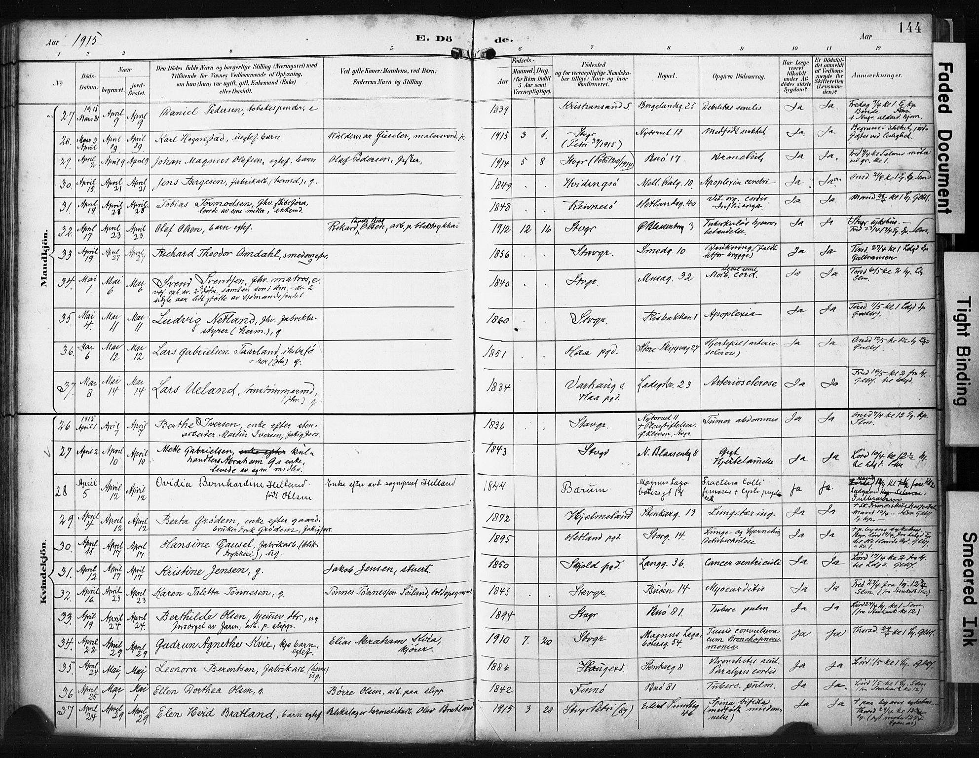 St. Petri sokneprestkontor, AV/SAST-A-101813/001/30/30BA/L0022: Parish register (official) no. A 22, 1895-1919, p. 144