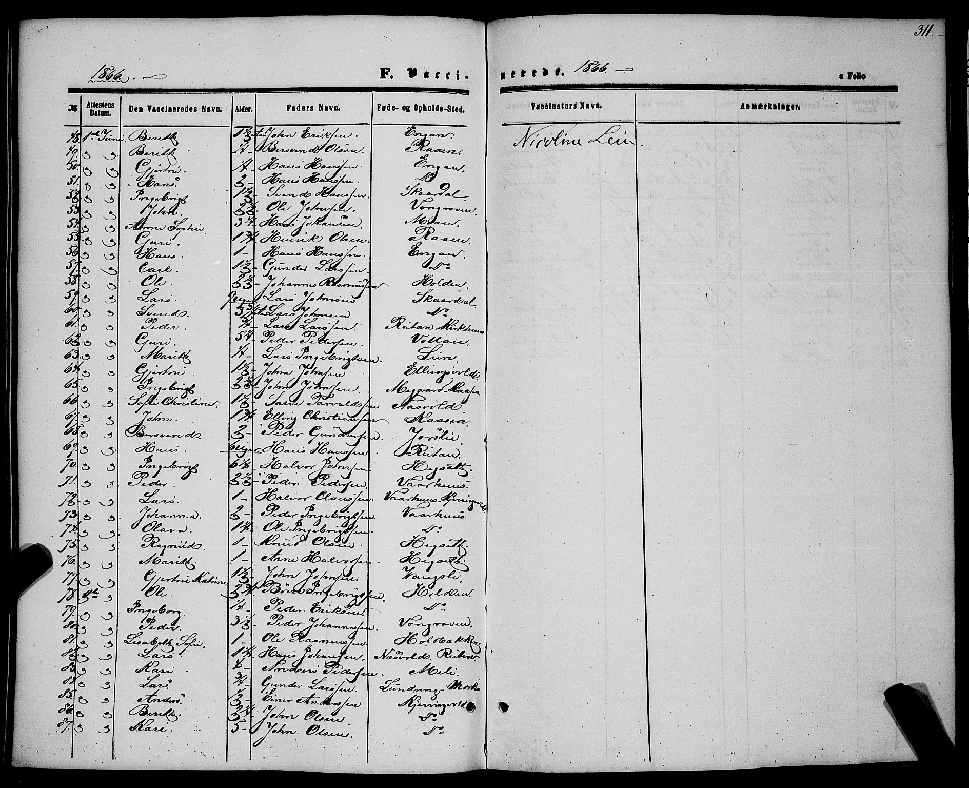 Ministerialprotokoller, klokkerbøker og fødselsregistre - Sør-Trøndelag, AV/SAT-A-1456/685/L0966: Parish register (official) no. 685A07 /1, 1860-1869, p. 311