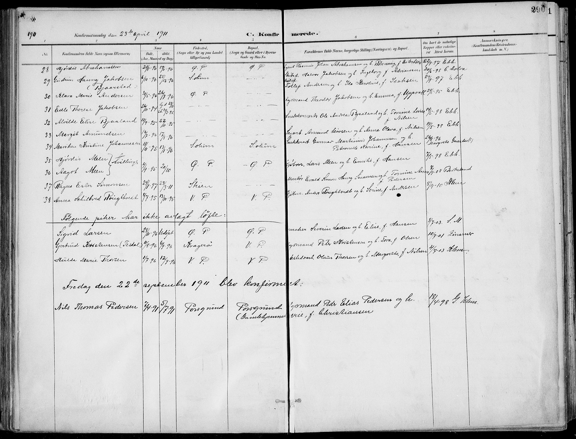 Porsgrunn kirkebøker , SAKO/A-104/F/Fa/L0011: Parish register (official) no. 11, 1895-1919, p. 290