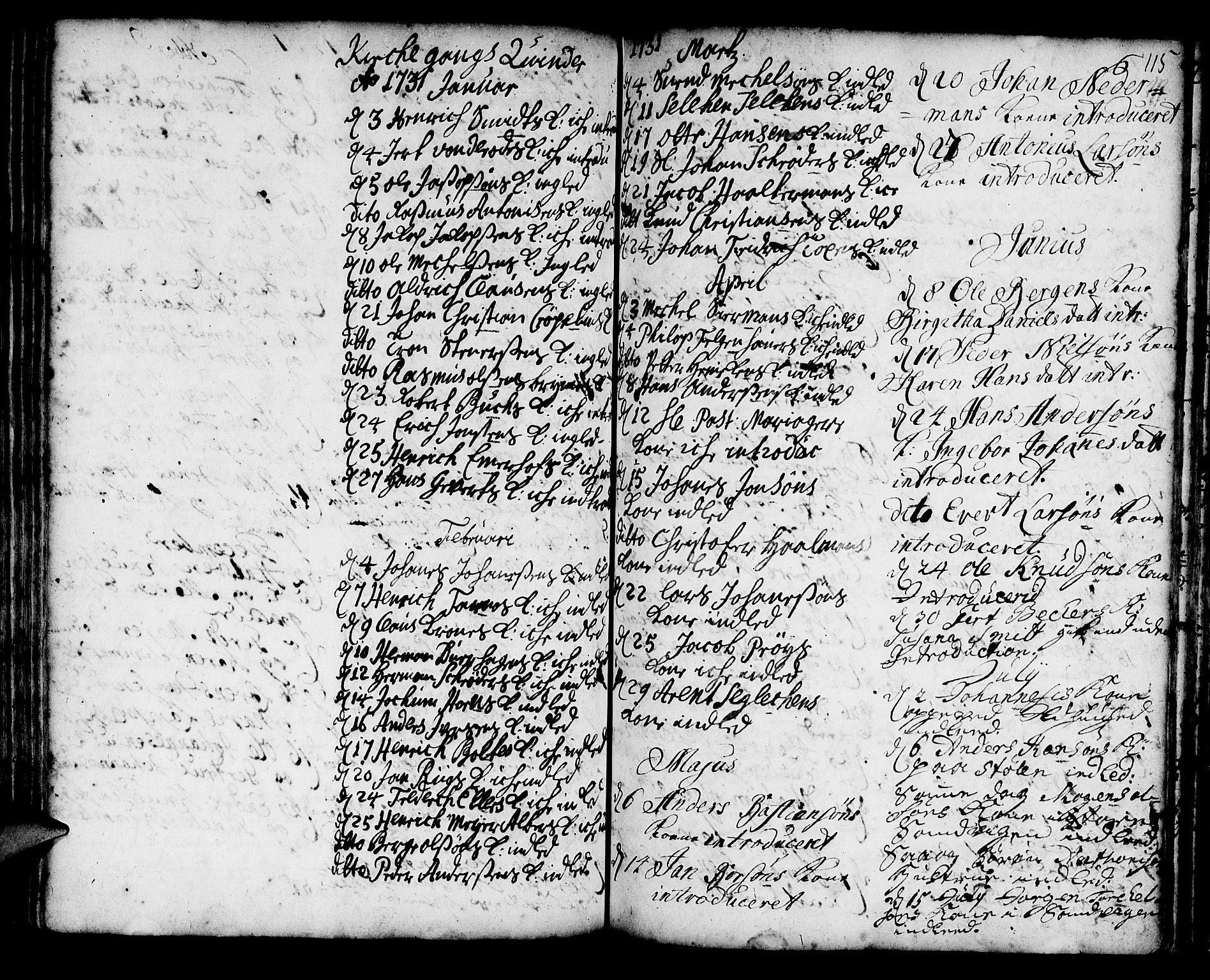 Korskirken sokneprestembete, SAB/A-76101/H/Haa/L0008: Parish register (official) no. A 8, 1698-1747, p. 115