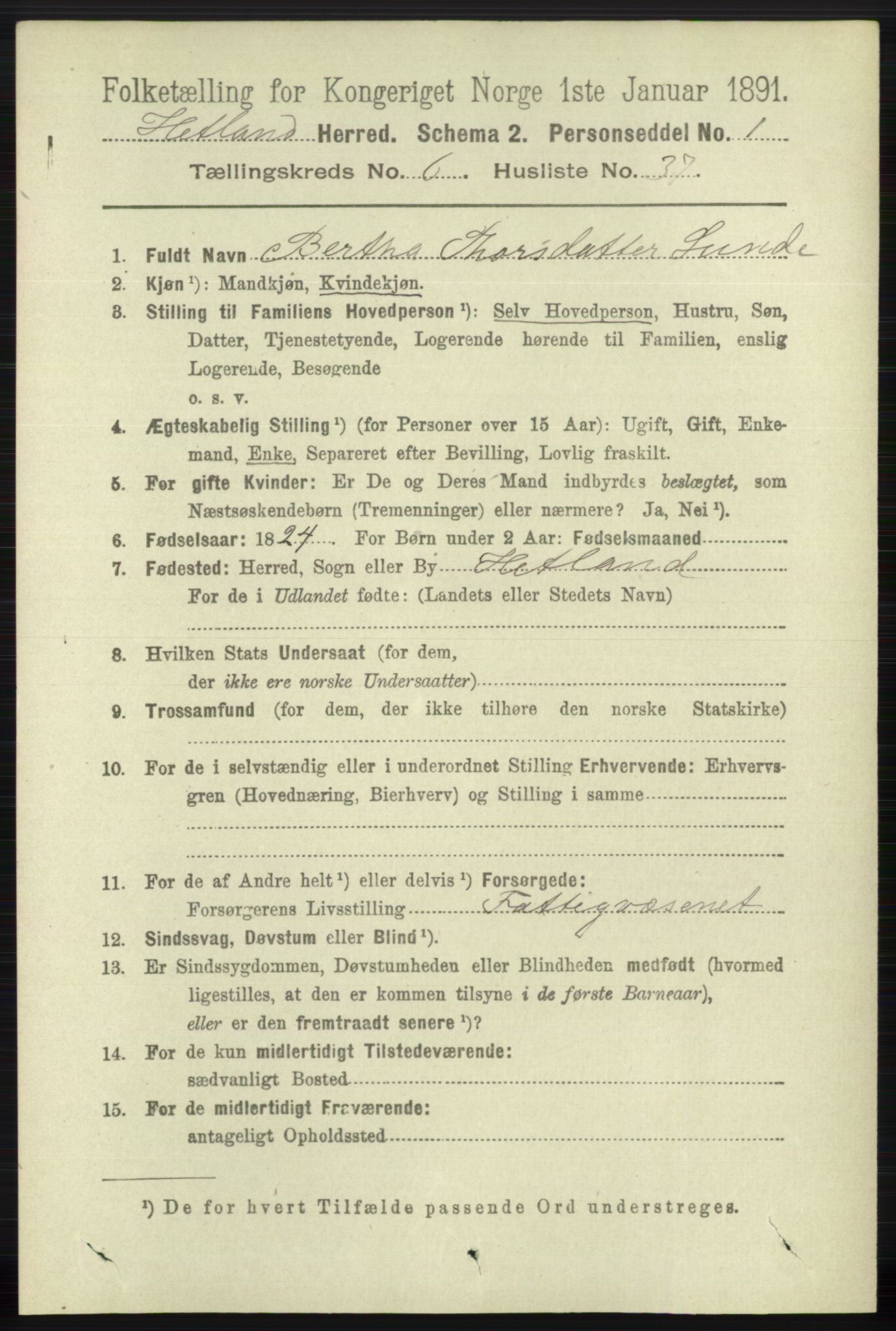 RA, 1891 census for 1126 Hetland, 1891, p. 3664