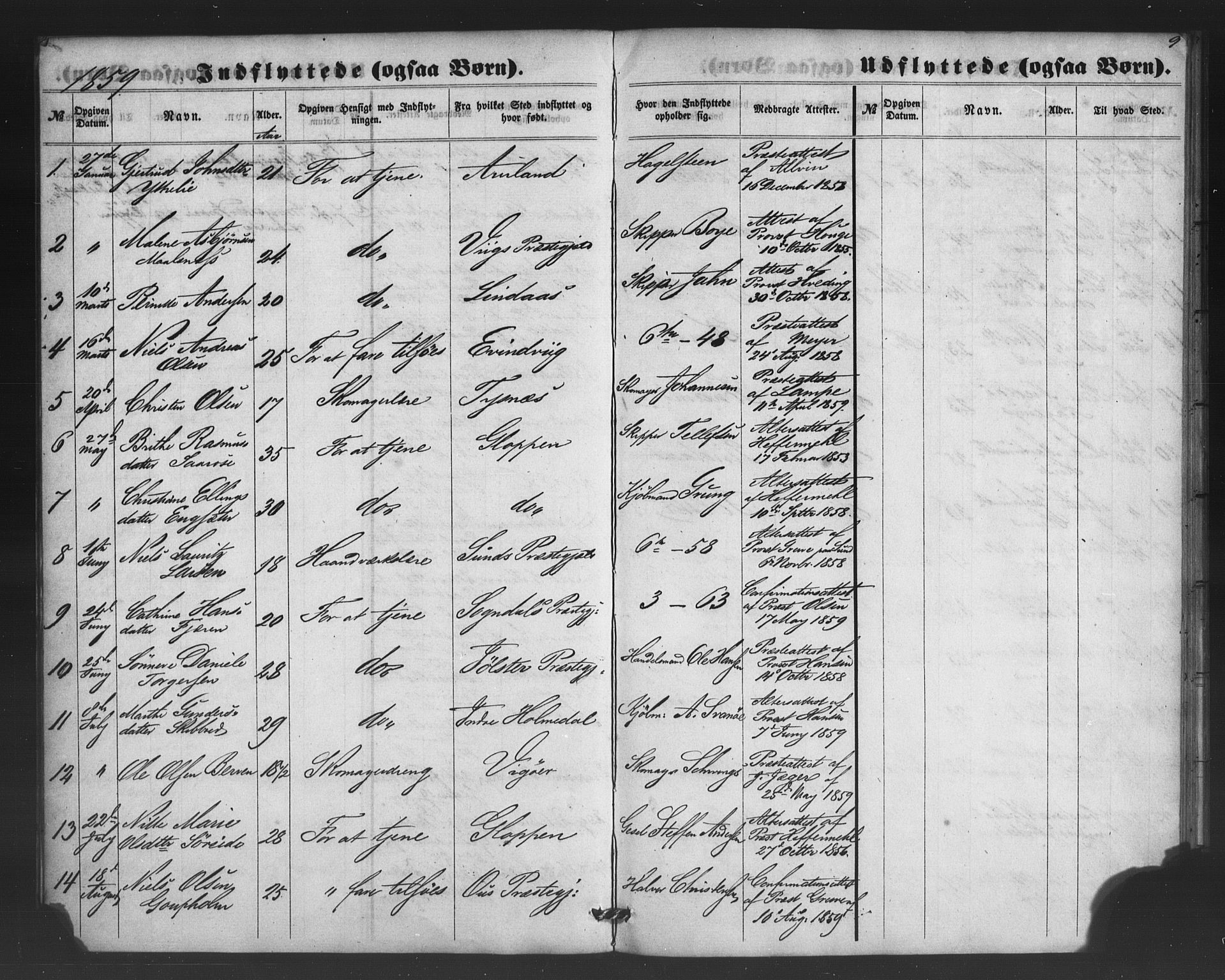 Nykirken Sokneprestembete, SAB/A-77101/H/Haa/L0050: Parish register (official) no. G 2, 1858-1879, p. 9