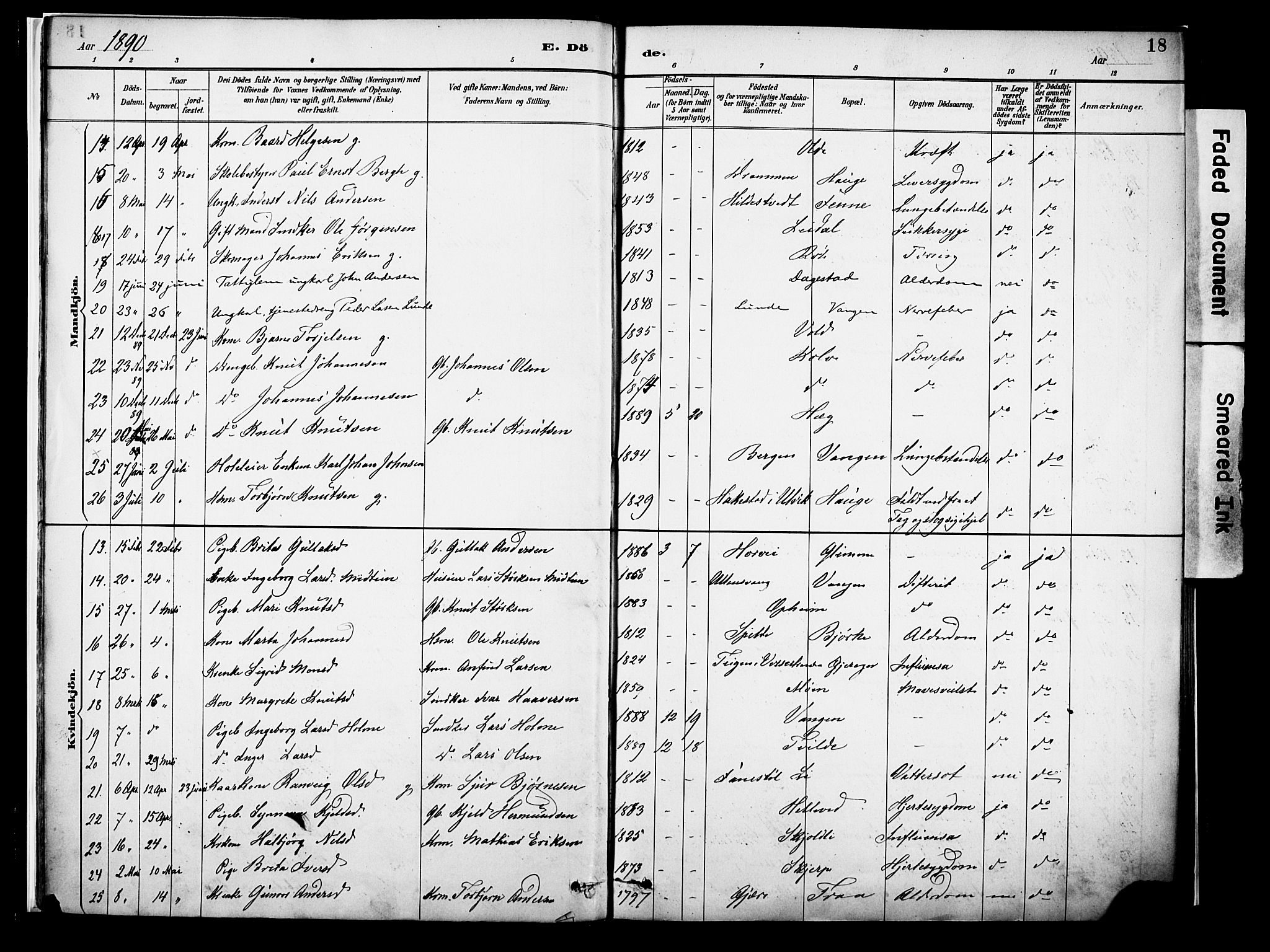 Voss sokneprestembete, SAB/A-79001/H/Haa: Parish register (official) no. A 22, 1887-1909, p. 18