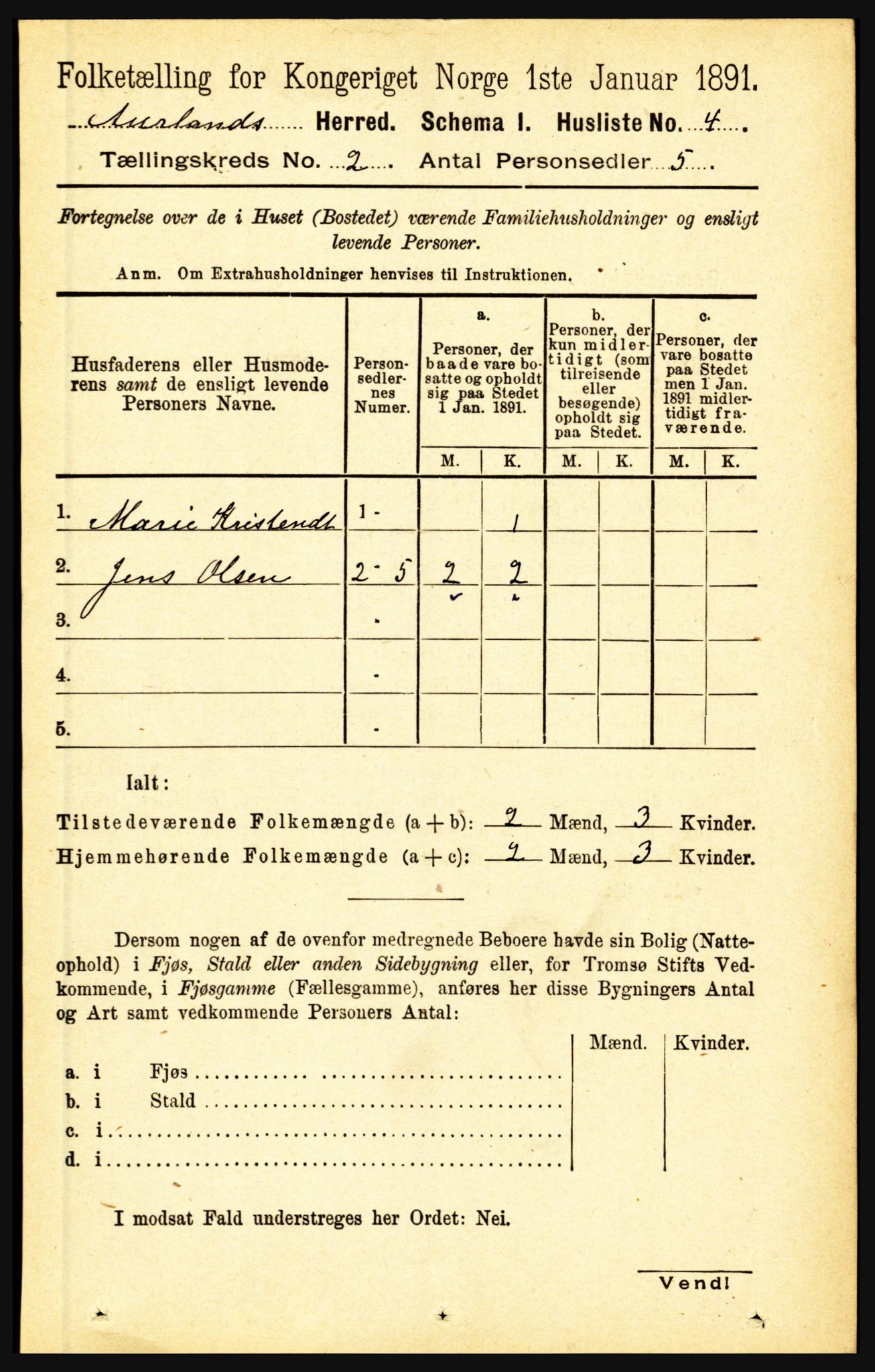 RA, 1891 census for 1421 Aurland, 1891, p. 417