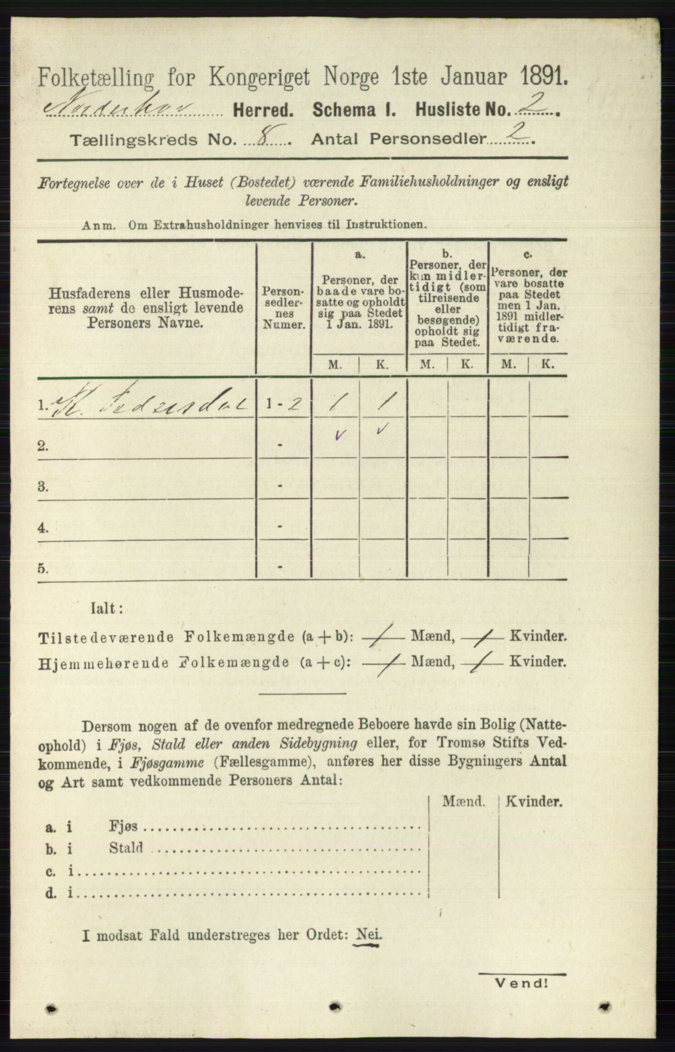 RA, 1891 census for 0613 Norderhov, 1891, p. 5391