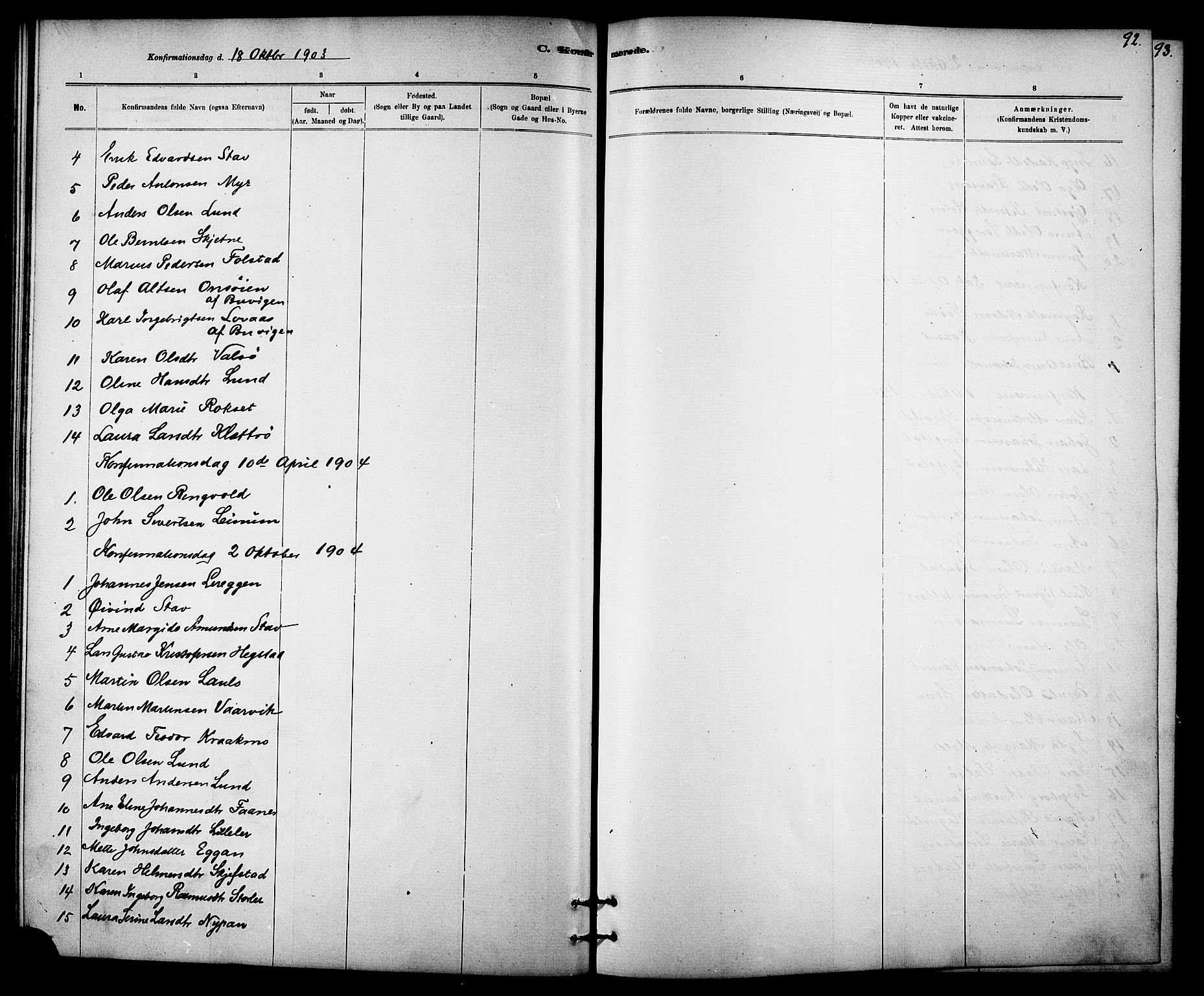 Ministerialprotokoller, klokkerbøker og fødselsregistre - Sør-Trøndelag, SAT/A-1456/613/L0395: Parish register (copy) no. 613C03, 1887-1909, p. 92