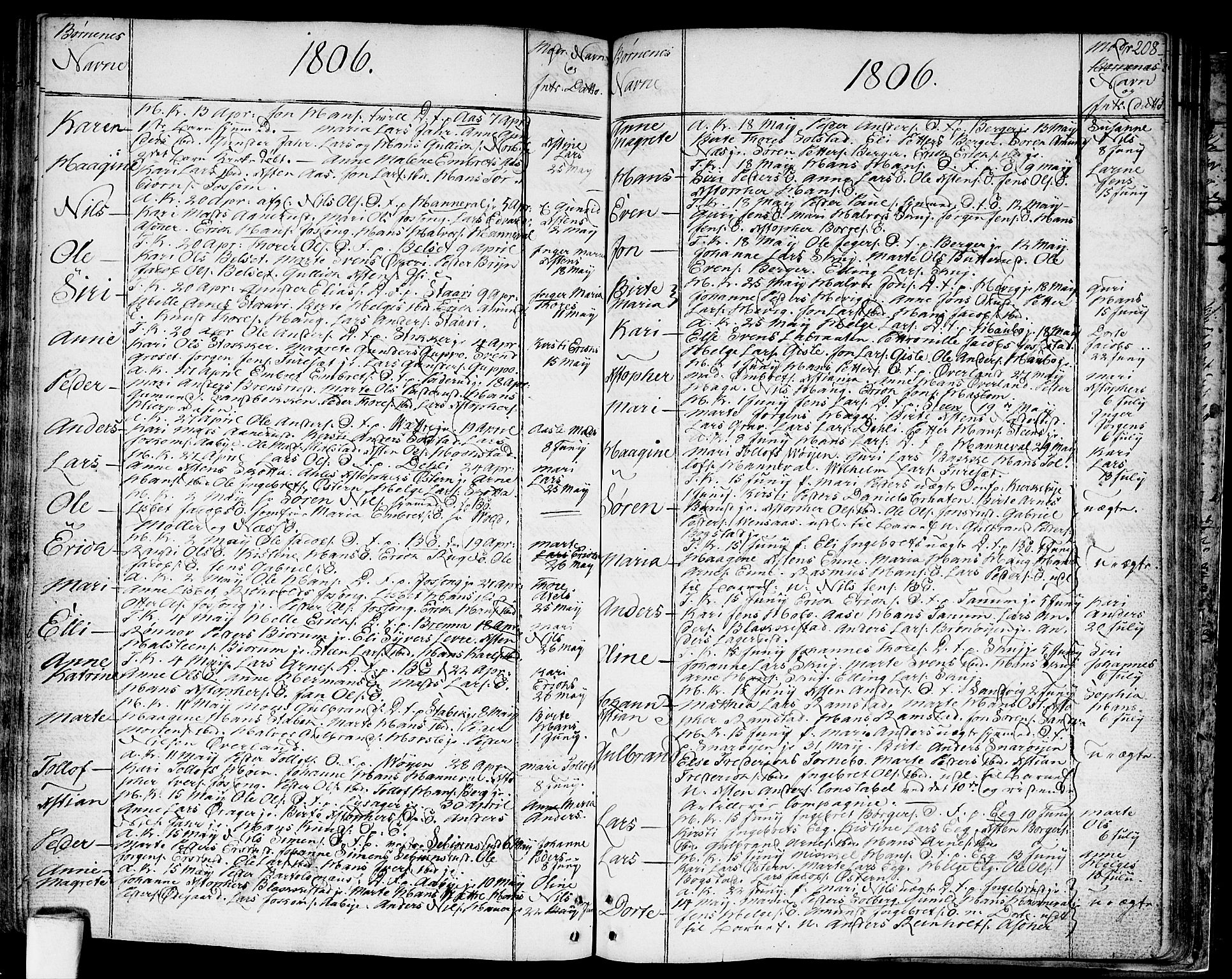 Asker prestekontor Kirkebøker, AV/SAO-A-10256a/F/Fa/L0003: Parish register (official) no. I 3, 1767-1807, p. 208