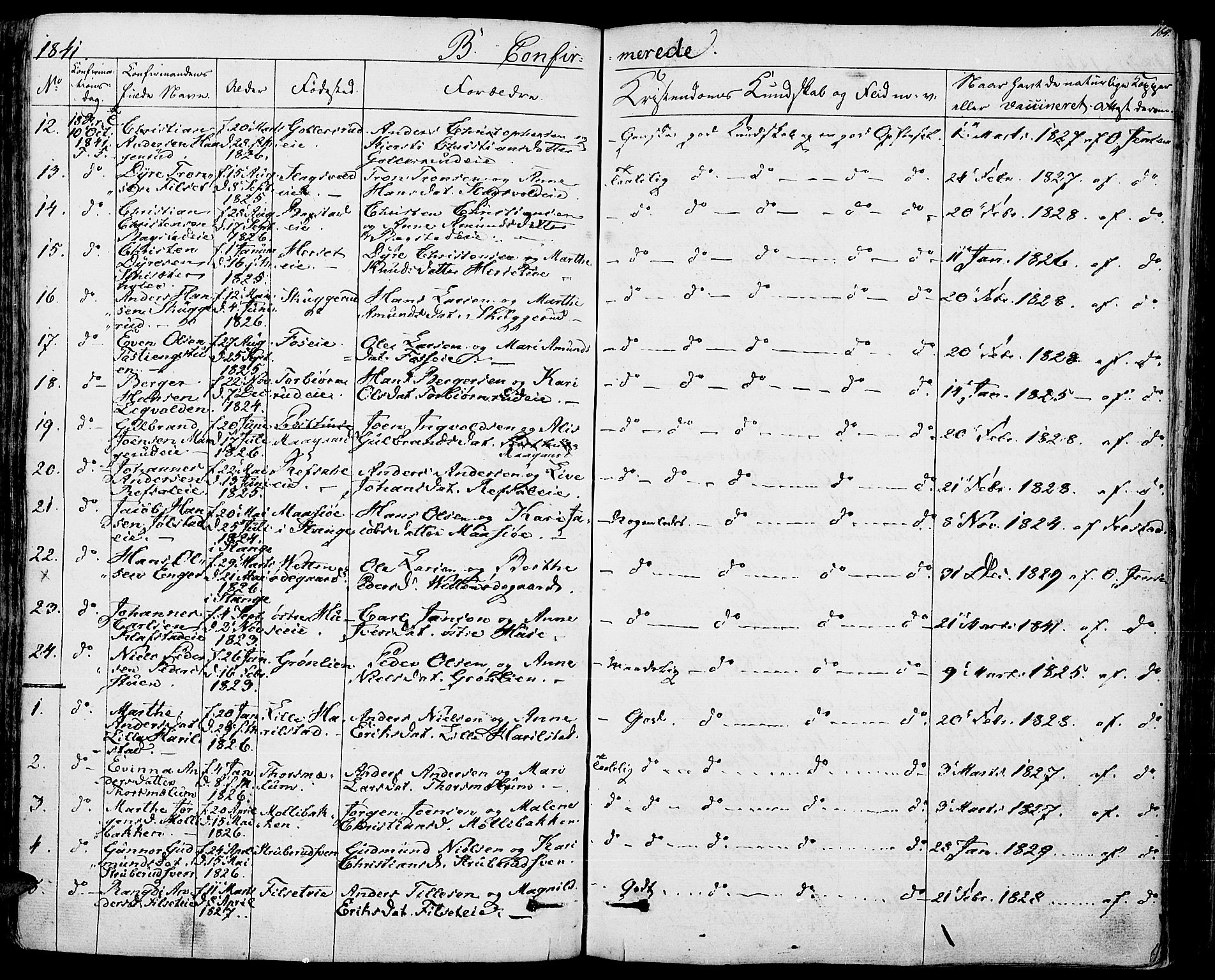 Romedal prestekontor, AV/SAH-PREST-004/K/L0003: Parish register (official) no. 3, 1829-1846, p. 164