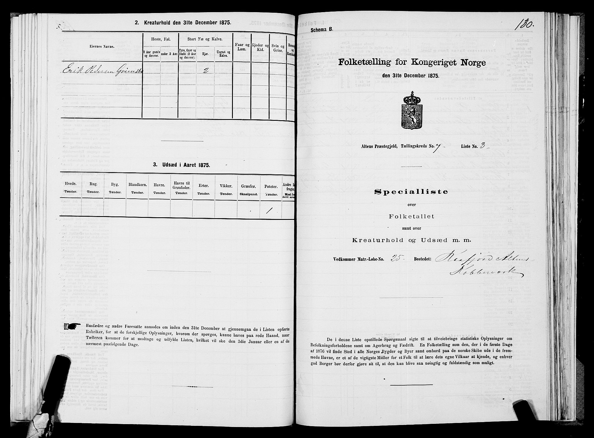 SATØ, 1875 census for 2012P Alta, 1875, p. 3130