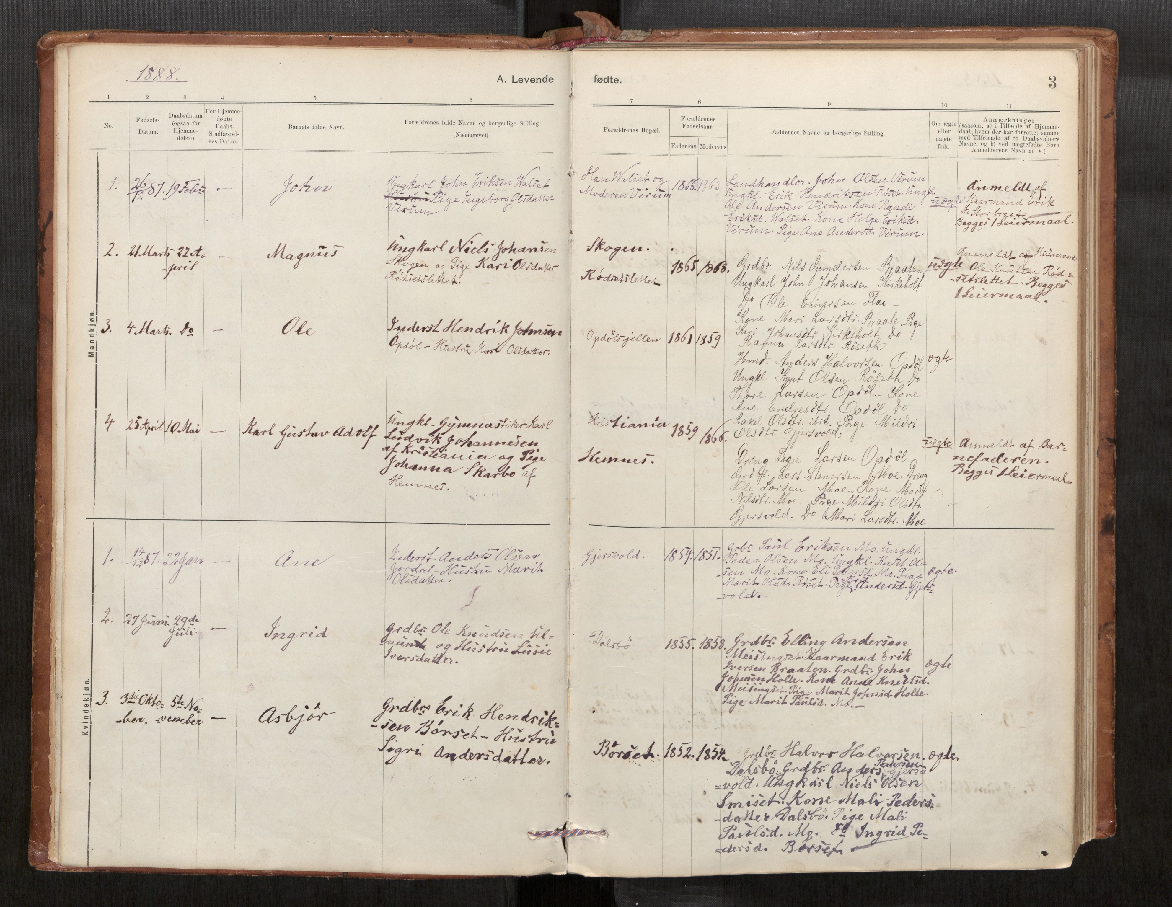 Parish register (official) no. 1, 1886-1908, p. 3