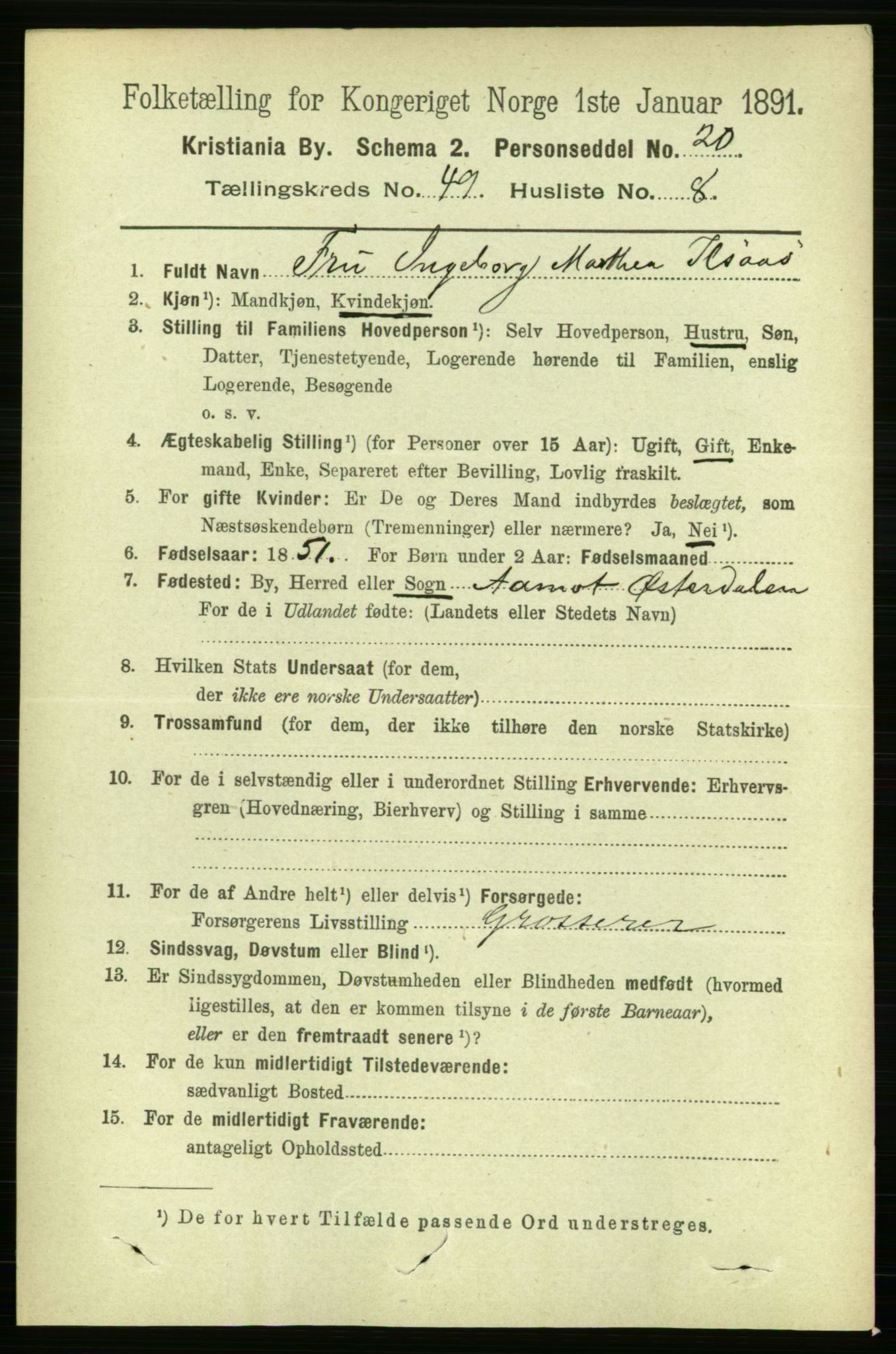 RA, 1891 census for 0301 Kristiania, 1891, p. 28661