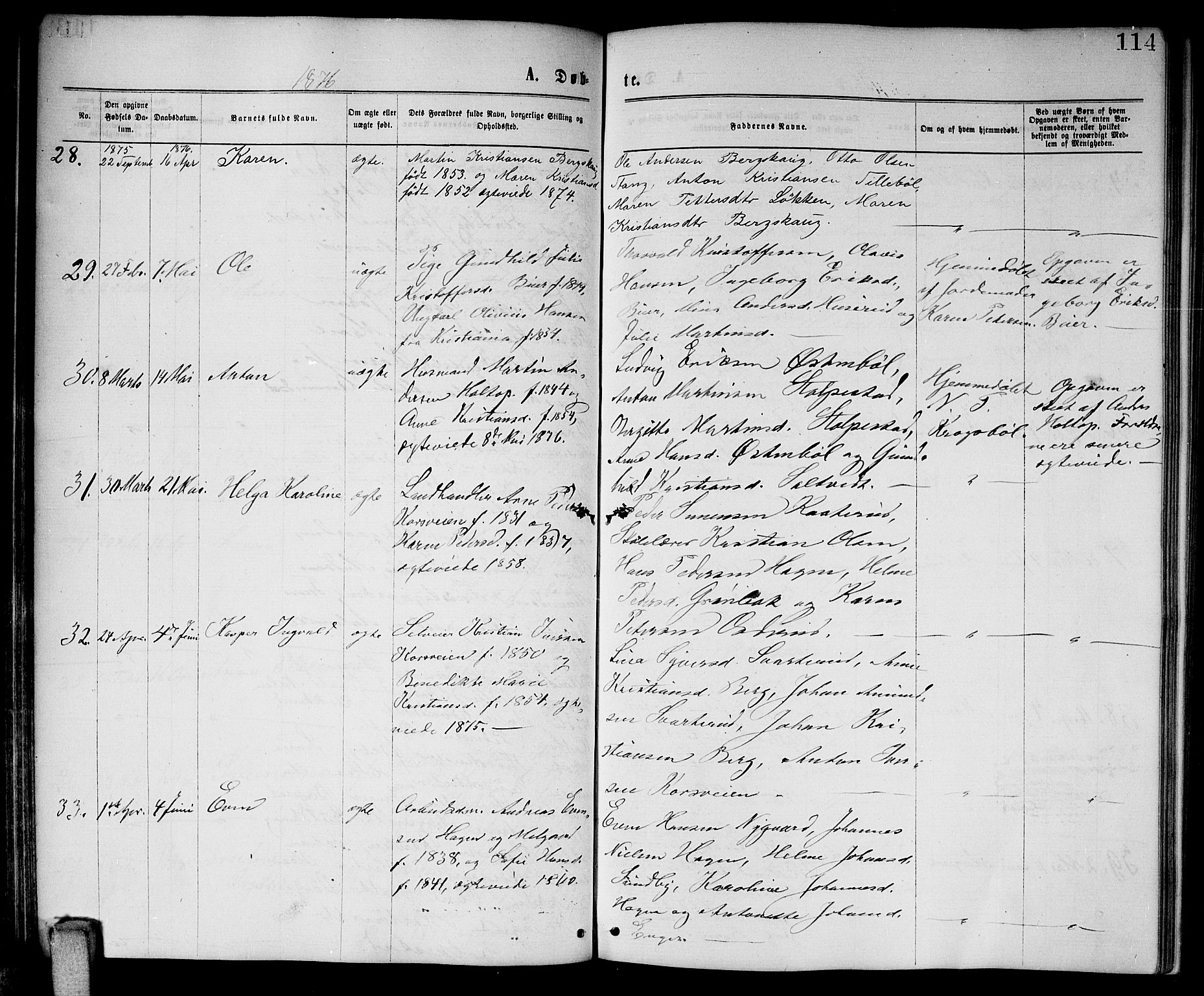 Enebakk prestekontor Kirkebøker, SAO/A-10171c/G/Ga/L0005: Parish register (copy) no. I 5, 1867-1888, p. 114