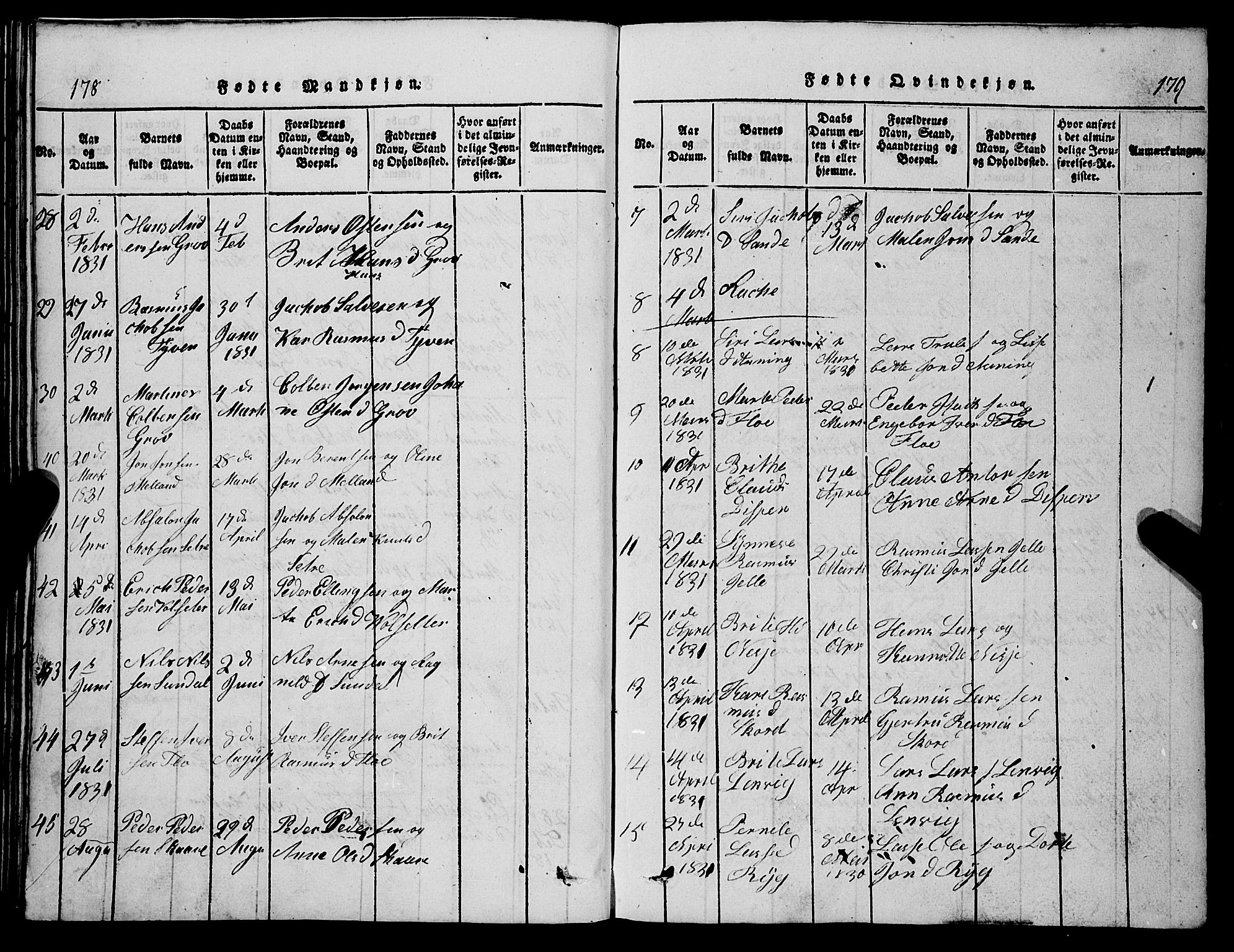 Stryn Sokneprestembete, SAB/A-82501: Parish register (copy) no. C 1, 1801-1845, p. 178-179