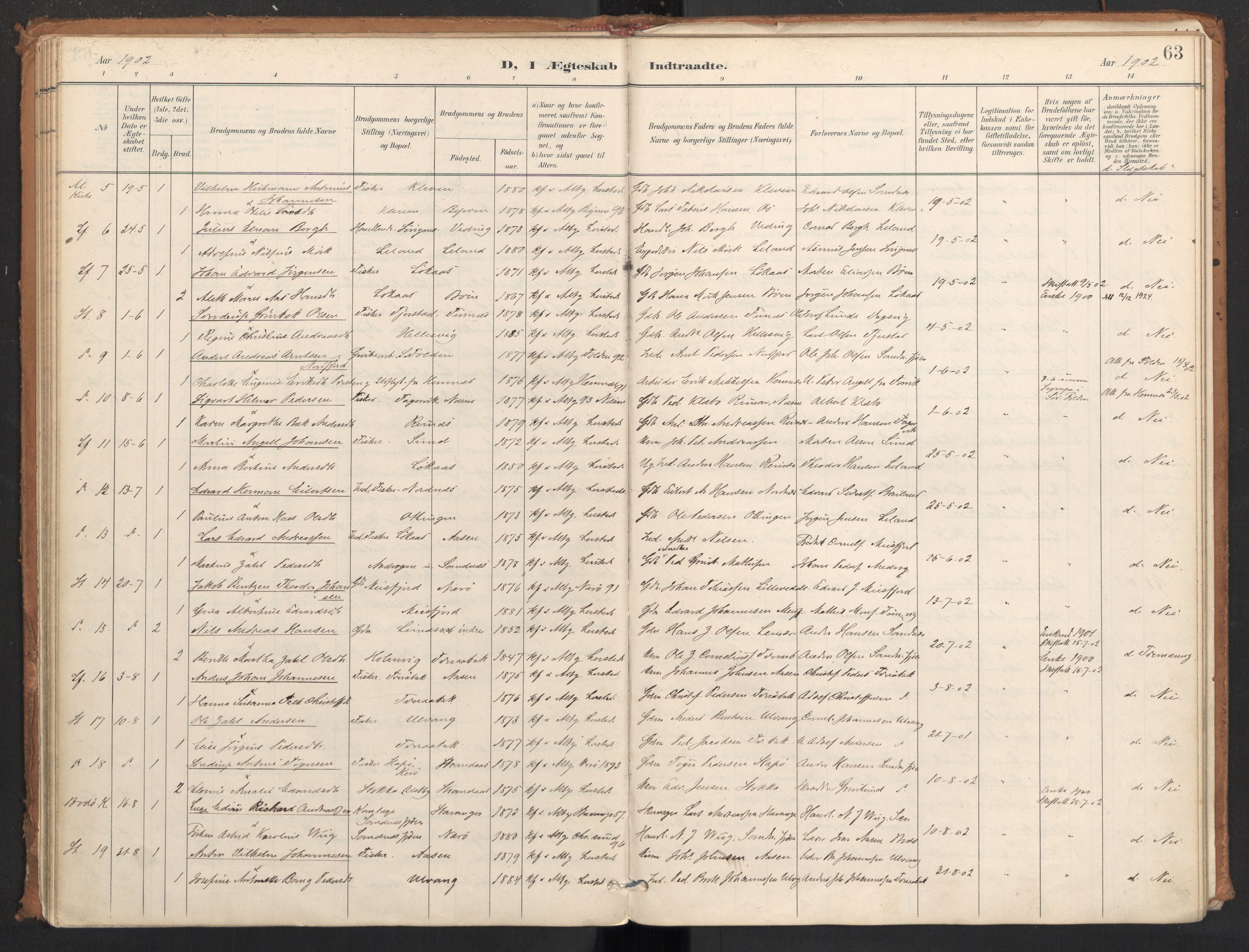 Ministerialprotokoller, klokkerbøker og fødselsregistre - Nordland, AV/SAT-A-1459/831/L0472: Parish register (official) no. 831A03, 1897-1912, p. 63