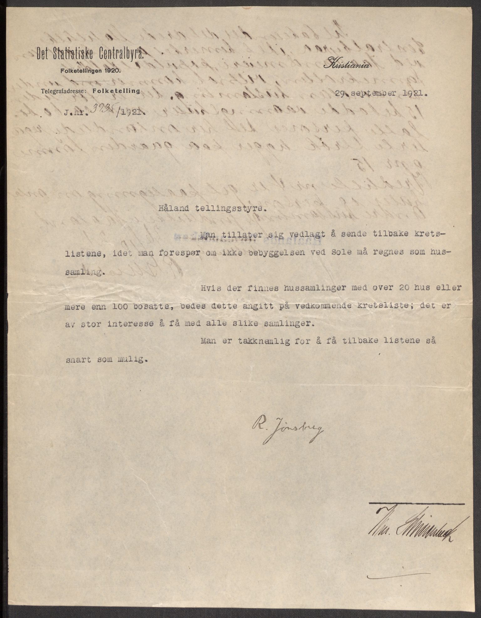 SAST, 1920 census for Håland, 1920, p. 4