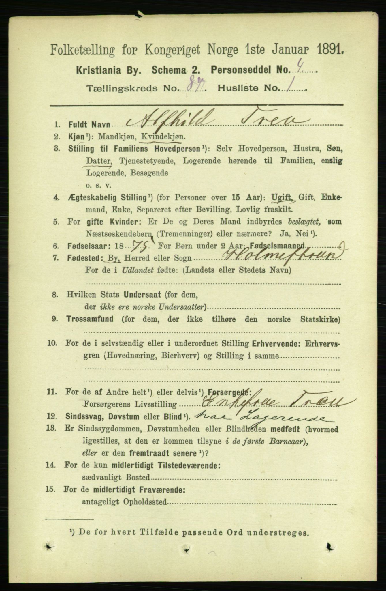 RA, 1891 census for 0301 Kristiania, 1891, p. 43423