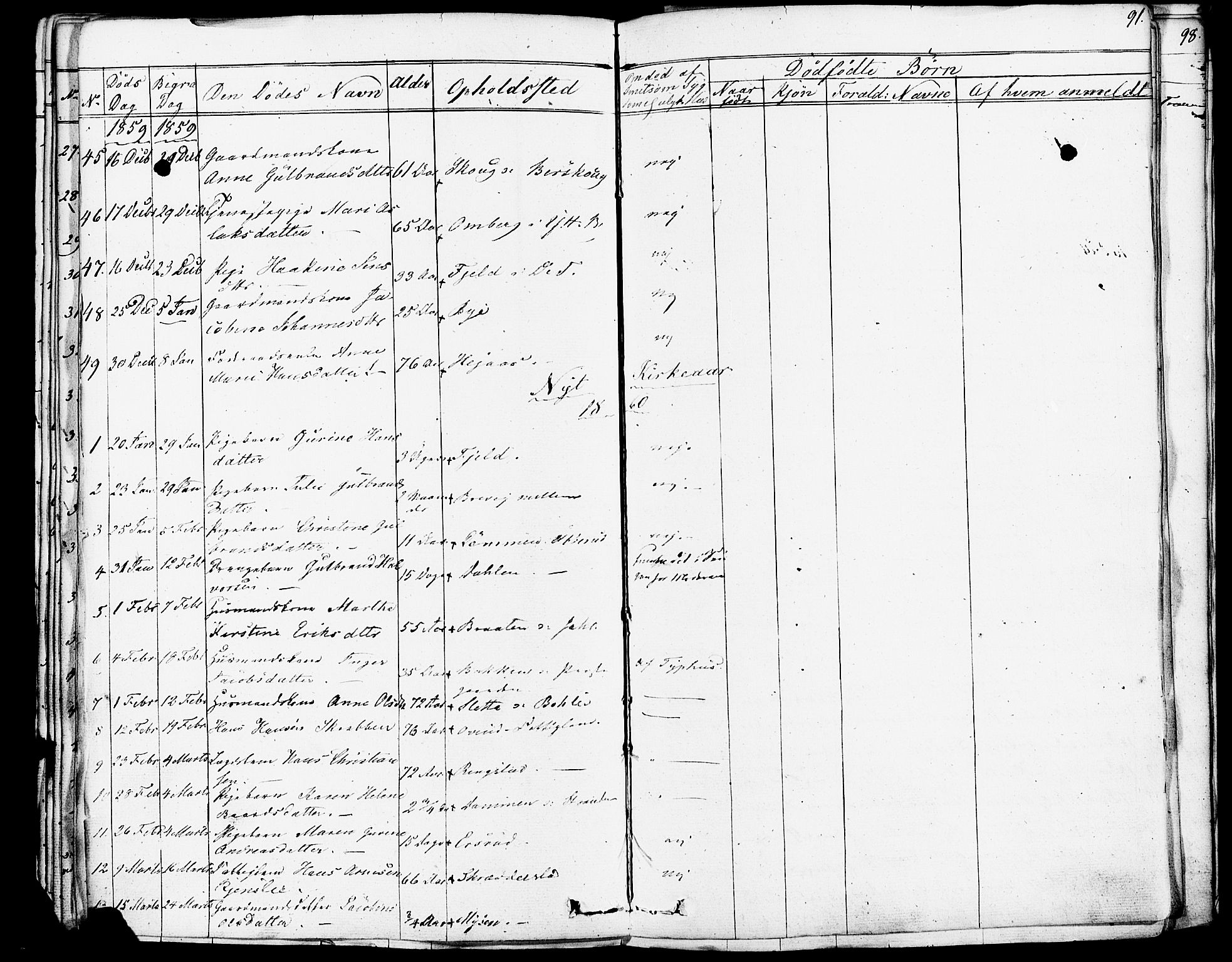 Enebakk prestekontor Kirkebøker, SAO/A-10171c/F/Fa/L0013: Parish register (official) no. I 13, 1832-1882, p. 91