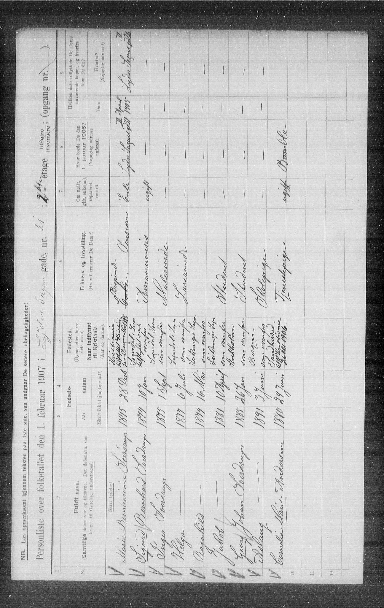 OBA, Municipal Census 1907 for Kristiania, 1907, p. 29931