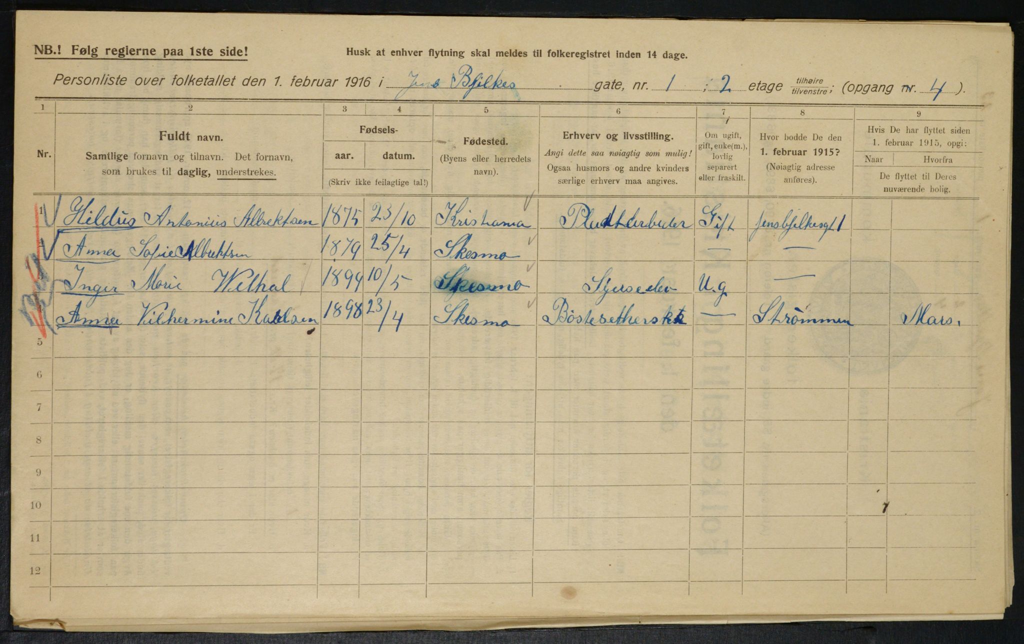 OBA, Municipal Census 1916 for Kristiania, 1916, p. 46543