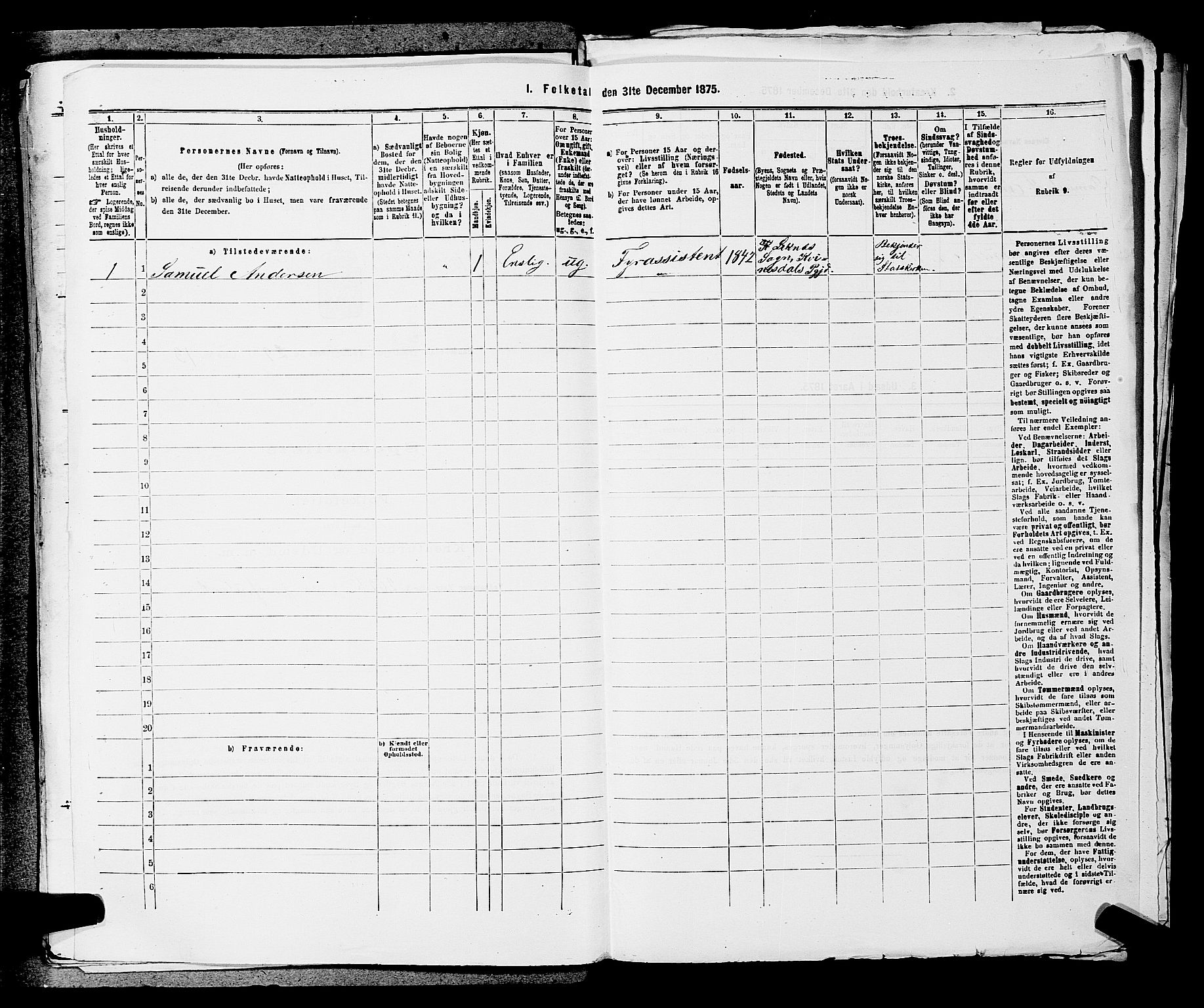 SAKO, 1875 census for 0816P Sannidal, 1875, p. 2258