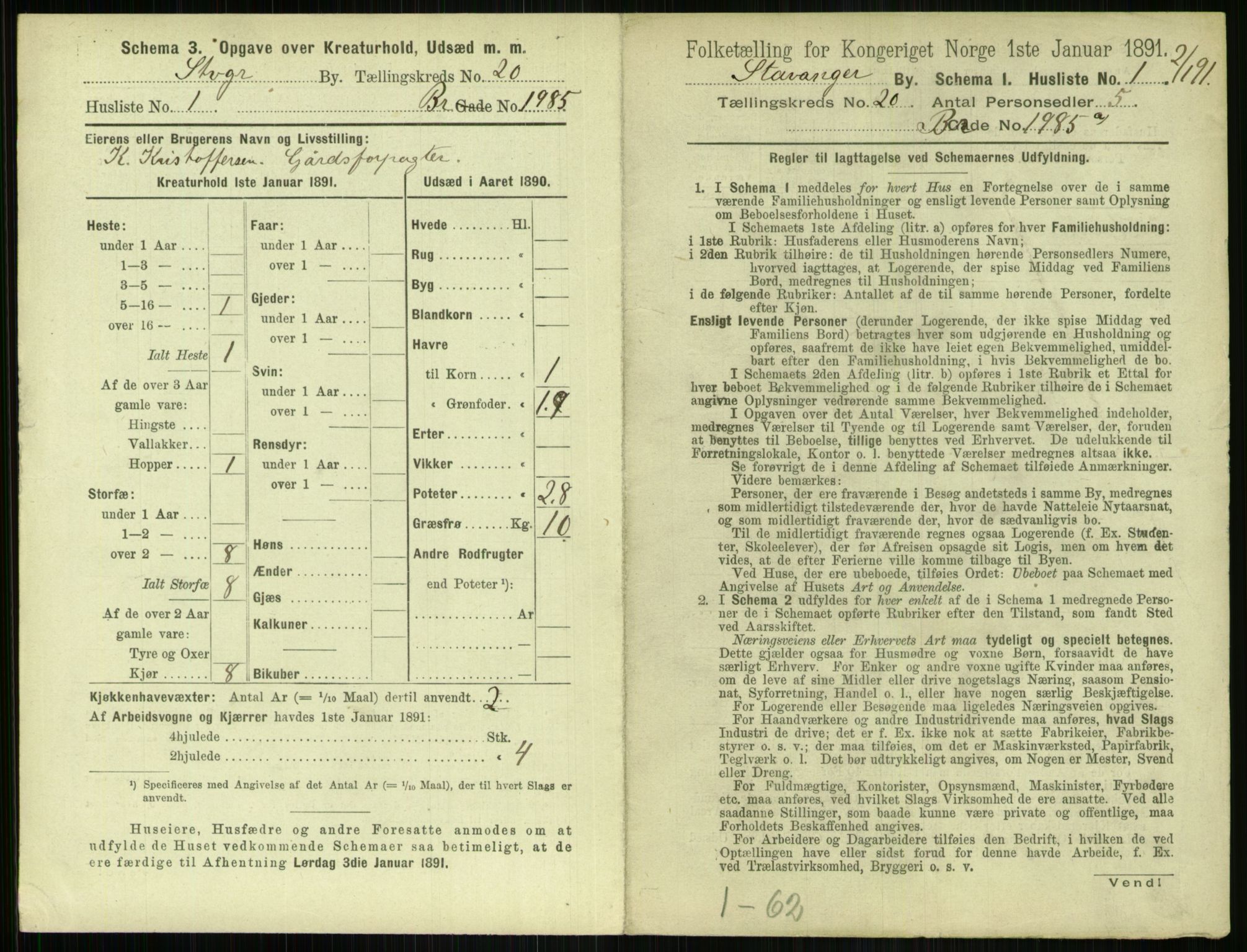 RA, 1891 census for 1103 Stavanger, 1891, p. 3791